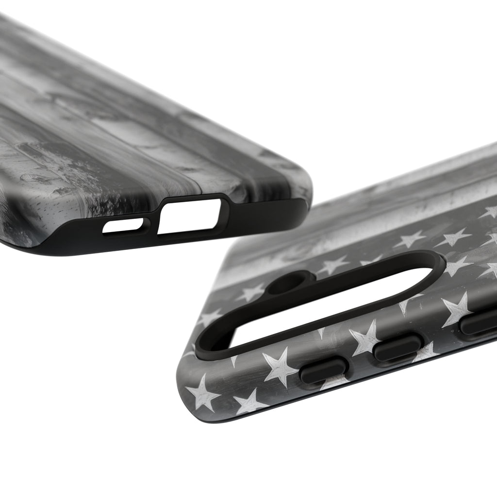 American Flag Flat Gray Wood Tone