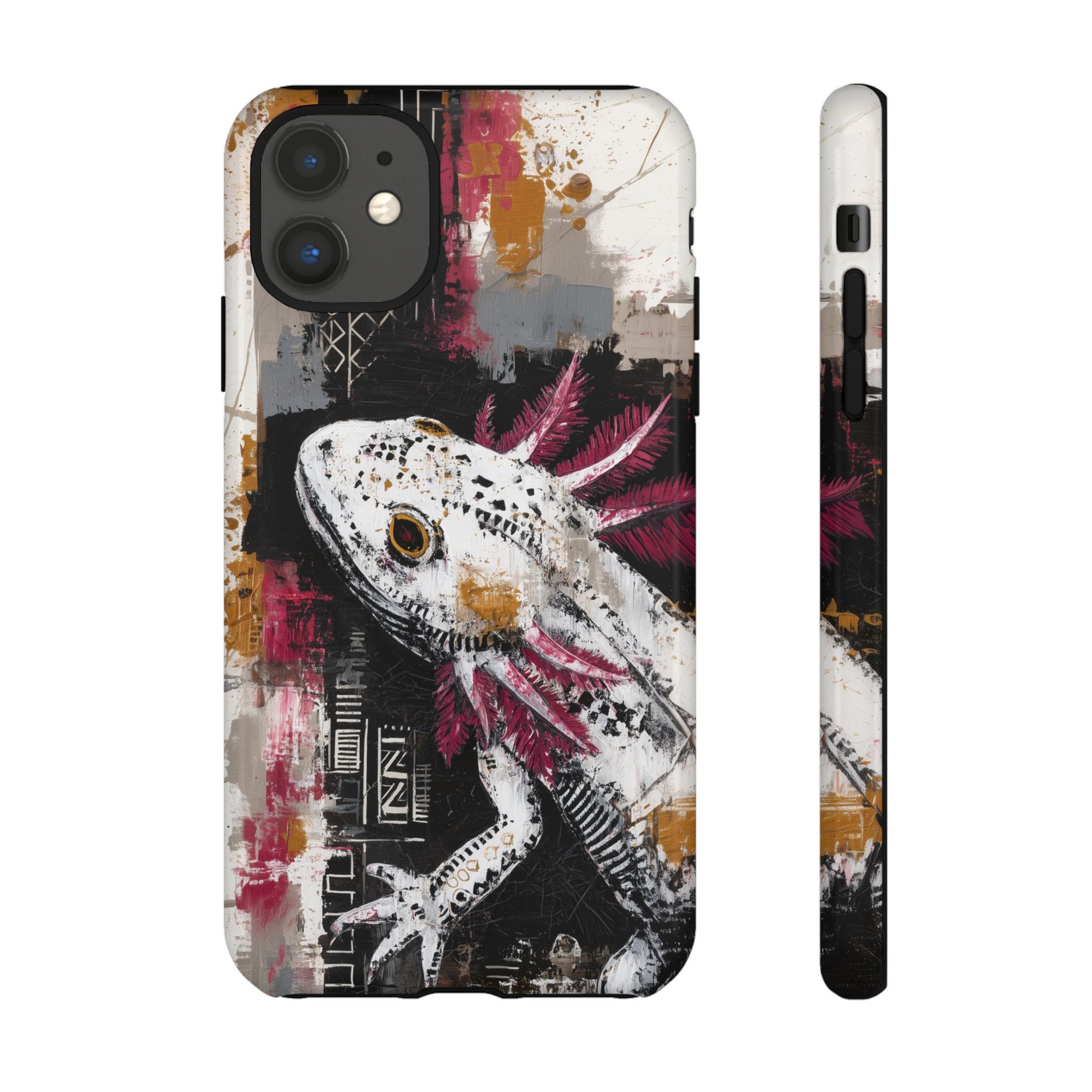 Abstract Axolotl White Pink Artwork