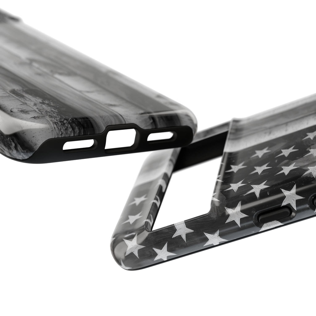 American Flag Flat Gray Wood Tone