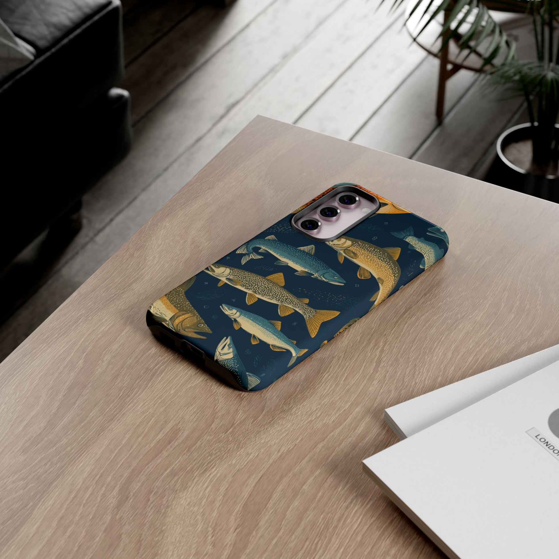 Abstract Fish Salmon Fishing Pattern