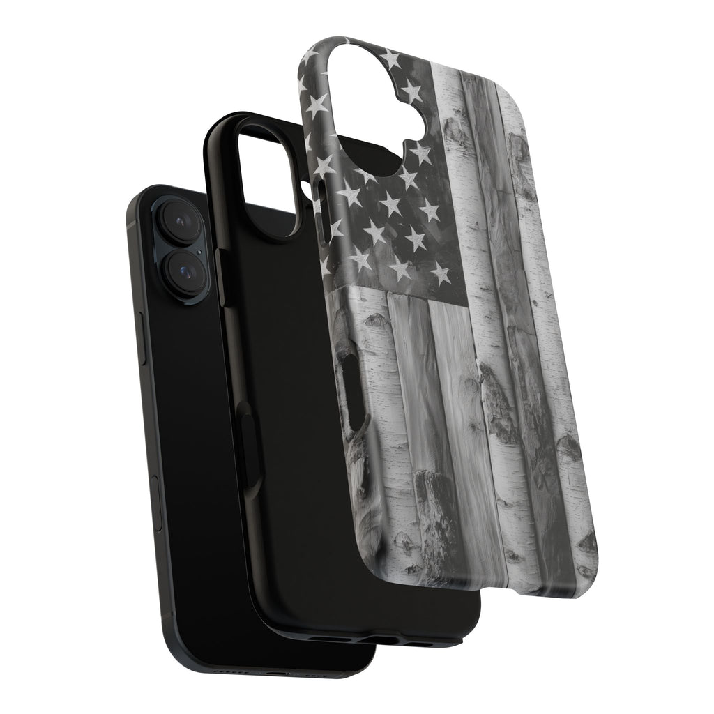 American Flag Flat Gray Wood Tone