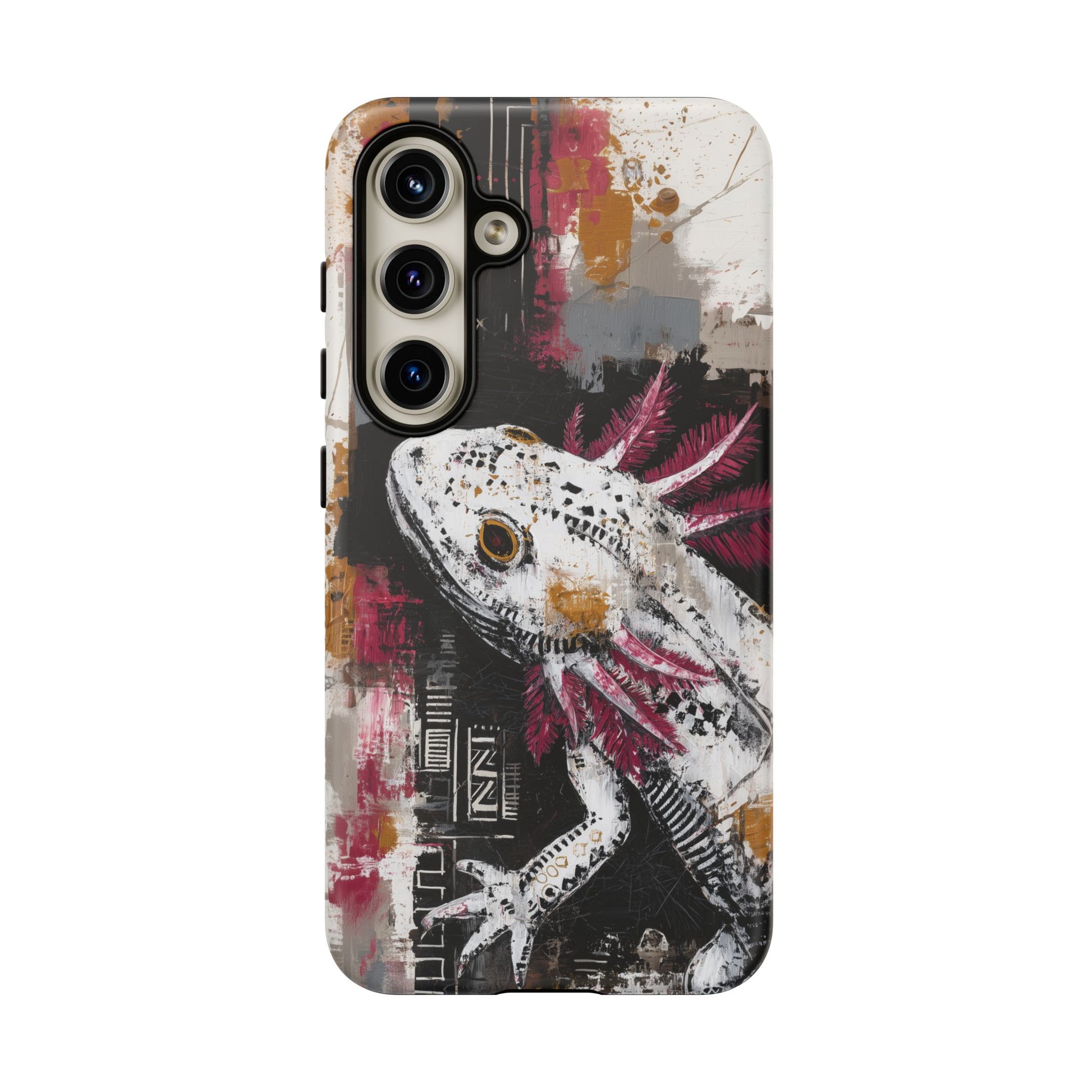 Abstract Axolotl White Pink Artwork