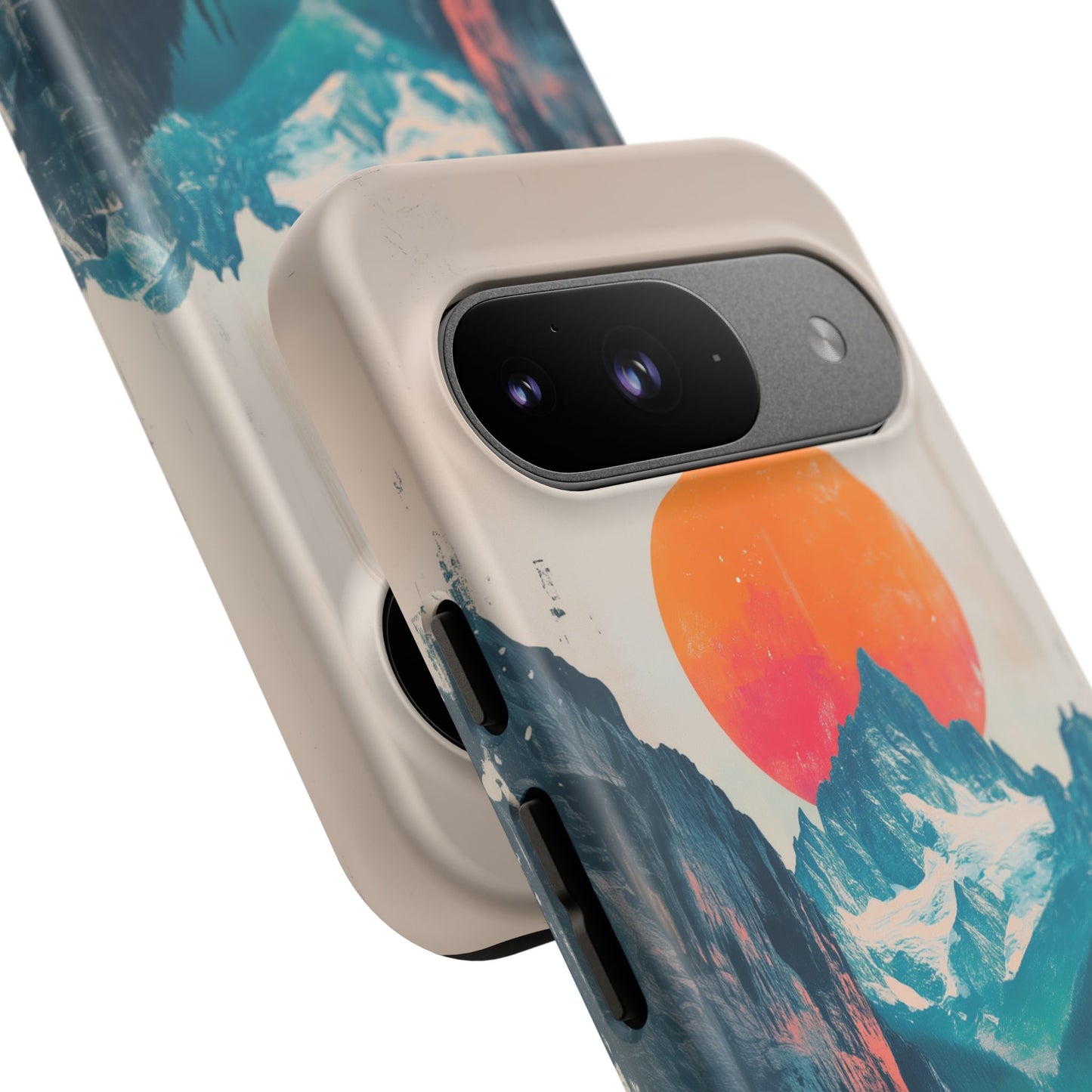 Blue Mountain Orange Sun Risograph