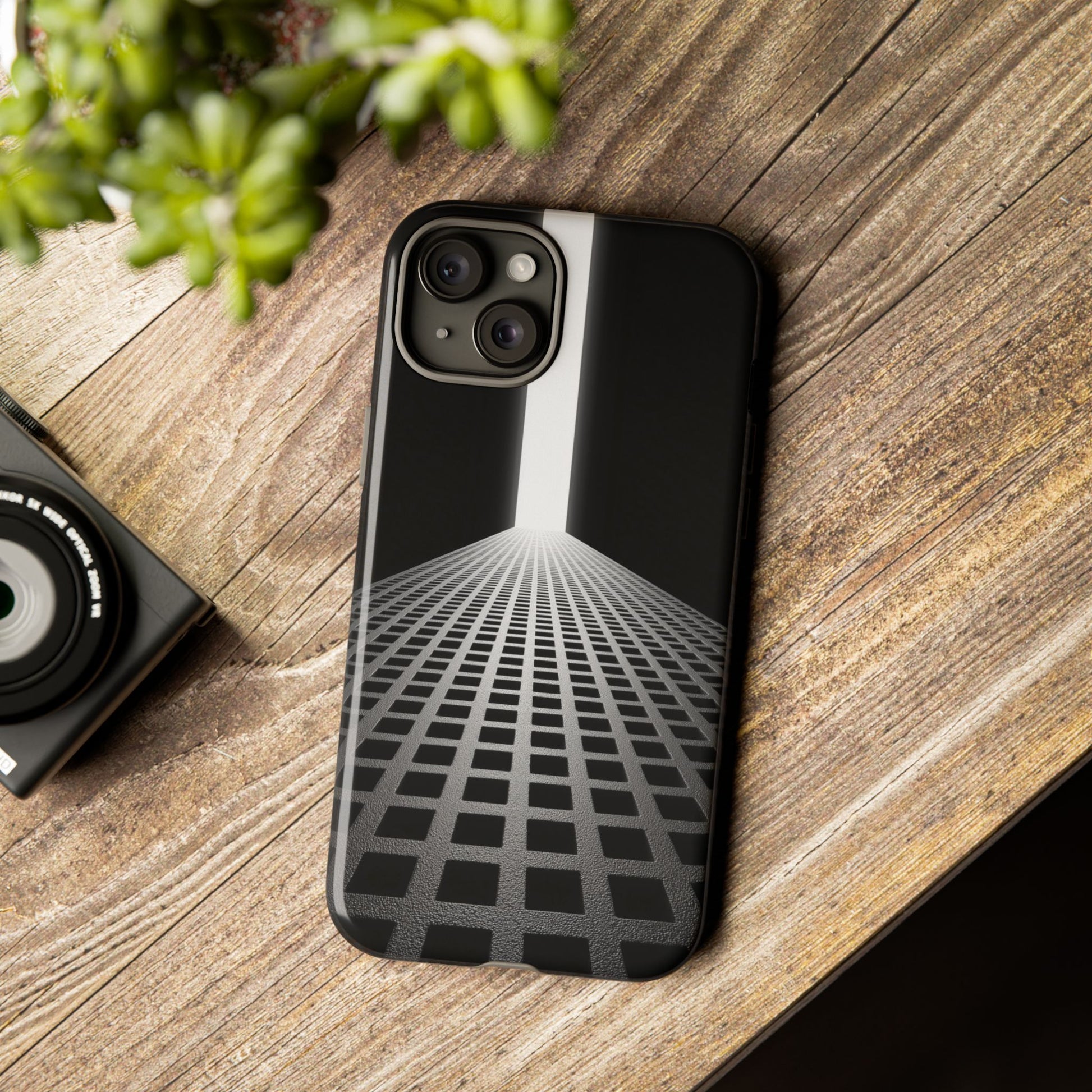 Black Gray Minimalist Grid Surreal Building Pathway