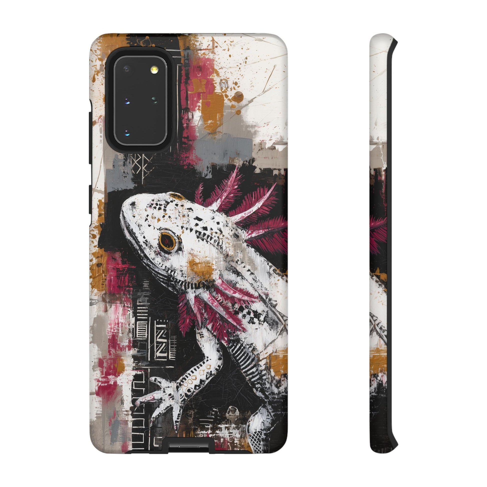 Abstract Axolotl White Pink Artwork