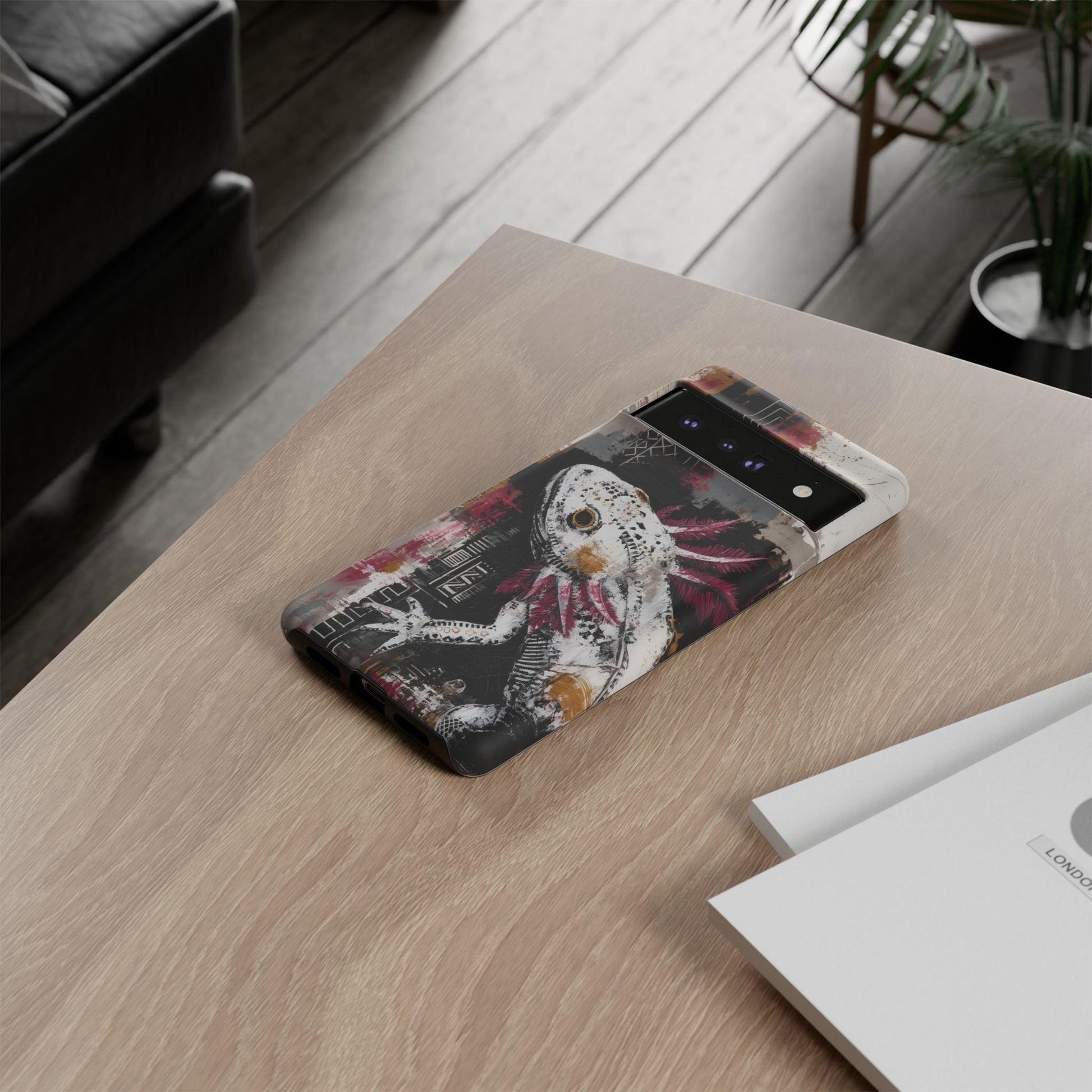 Abstract Axolotl White Pink Artwork
