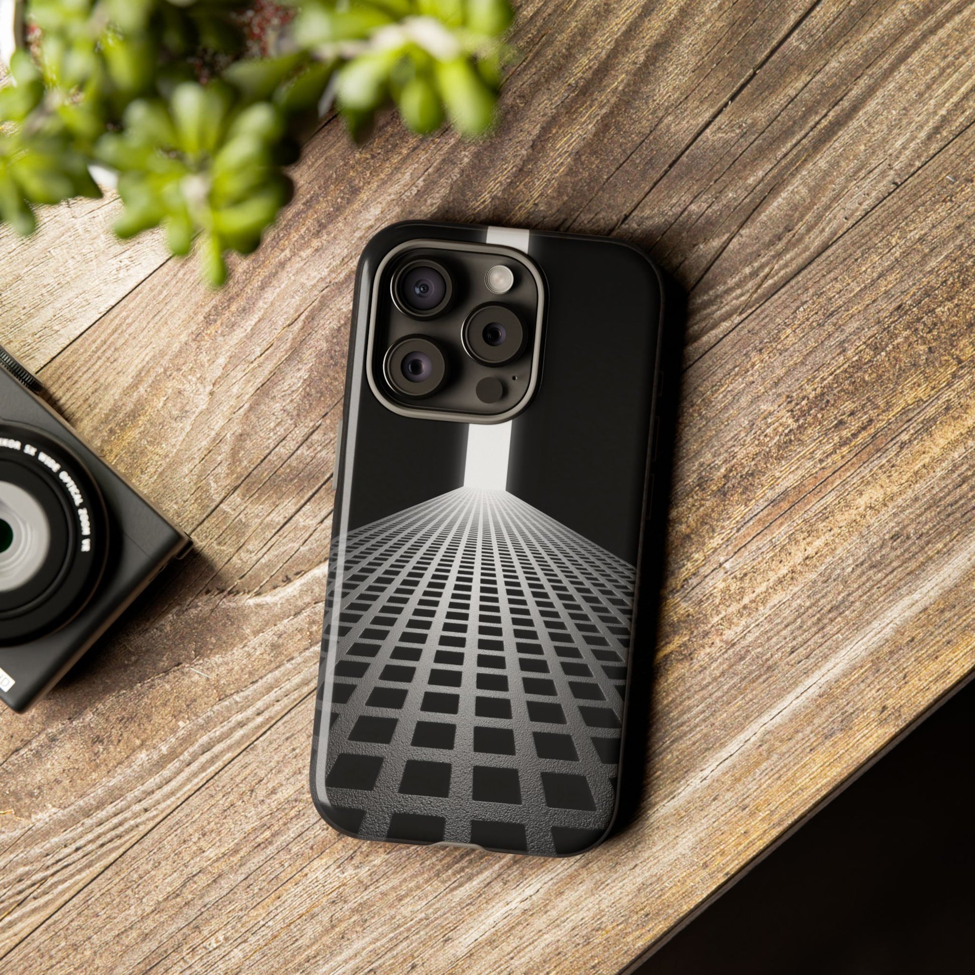 Black Gray Minimalist Grid Surreal Building Pathway