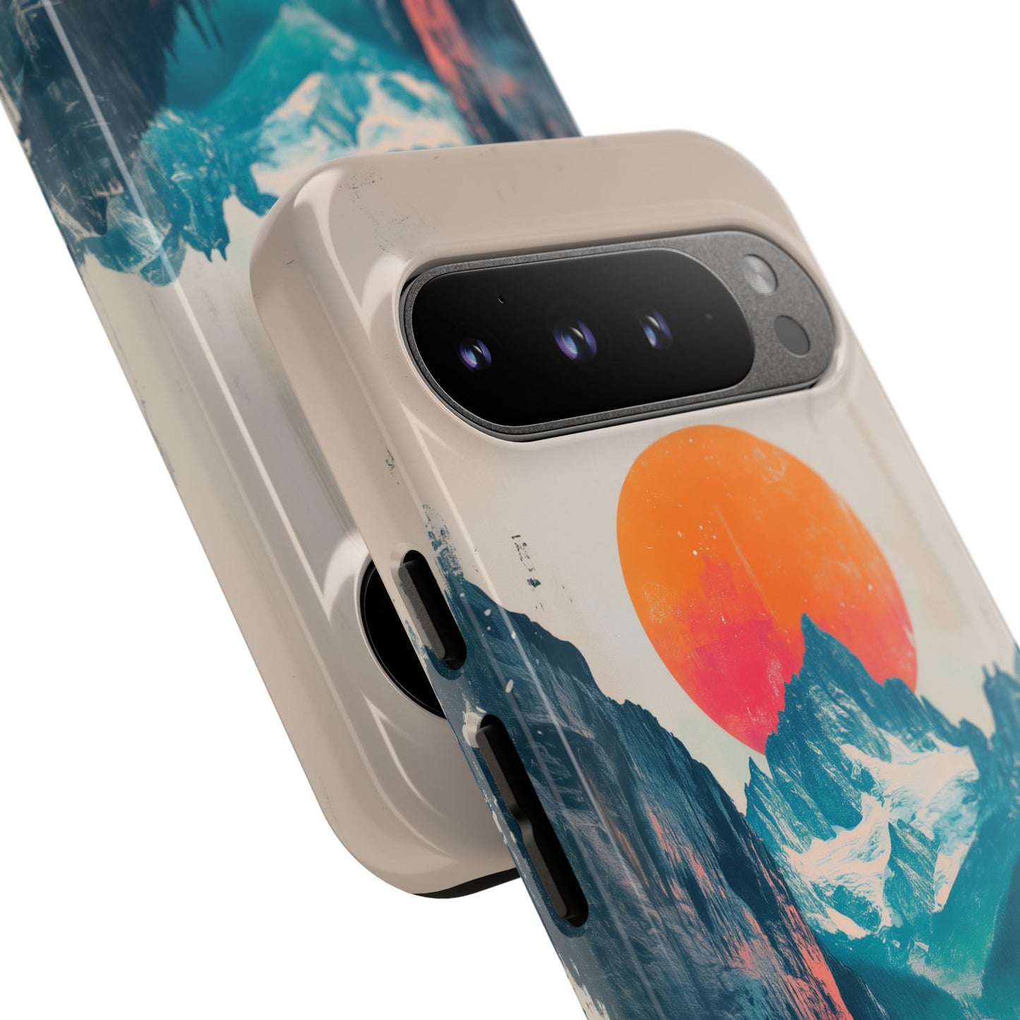 Blue Mountain Orange Sun Risograph