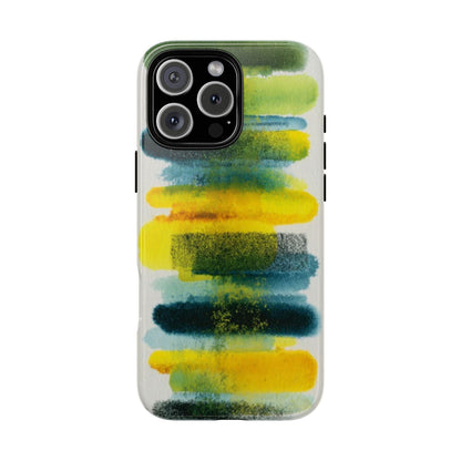 Green Yellow Citron Cascade Brush Strokes