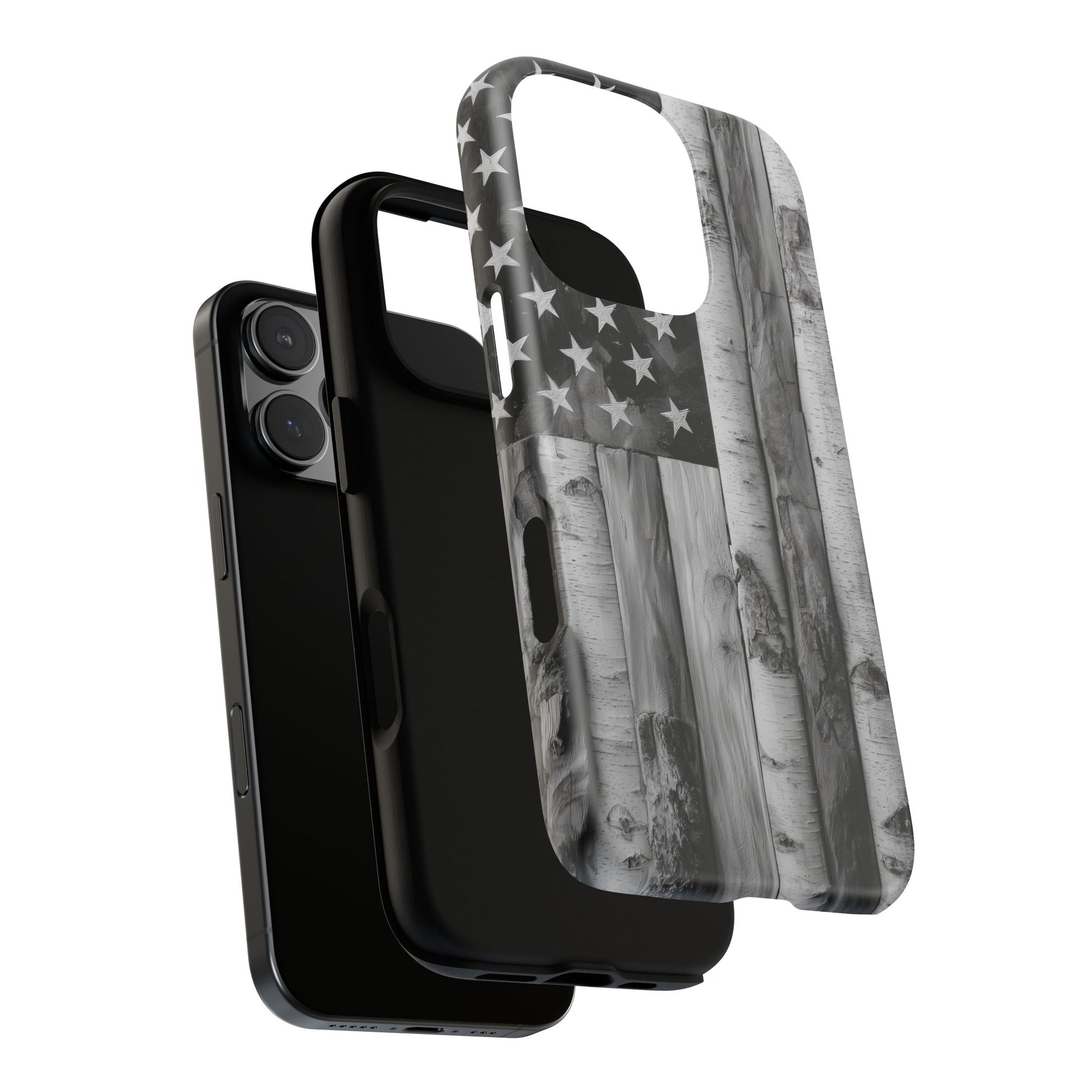American Flag Flat Gray Wood Tone