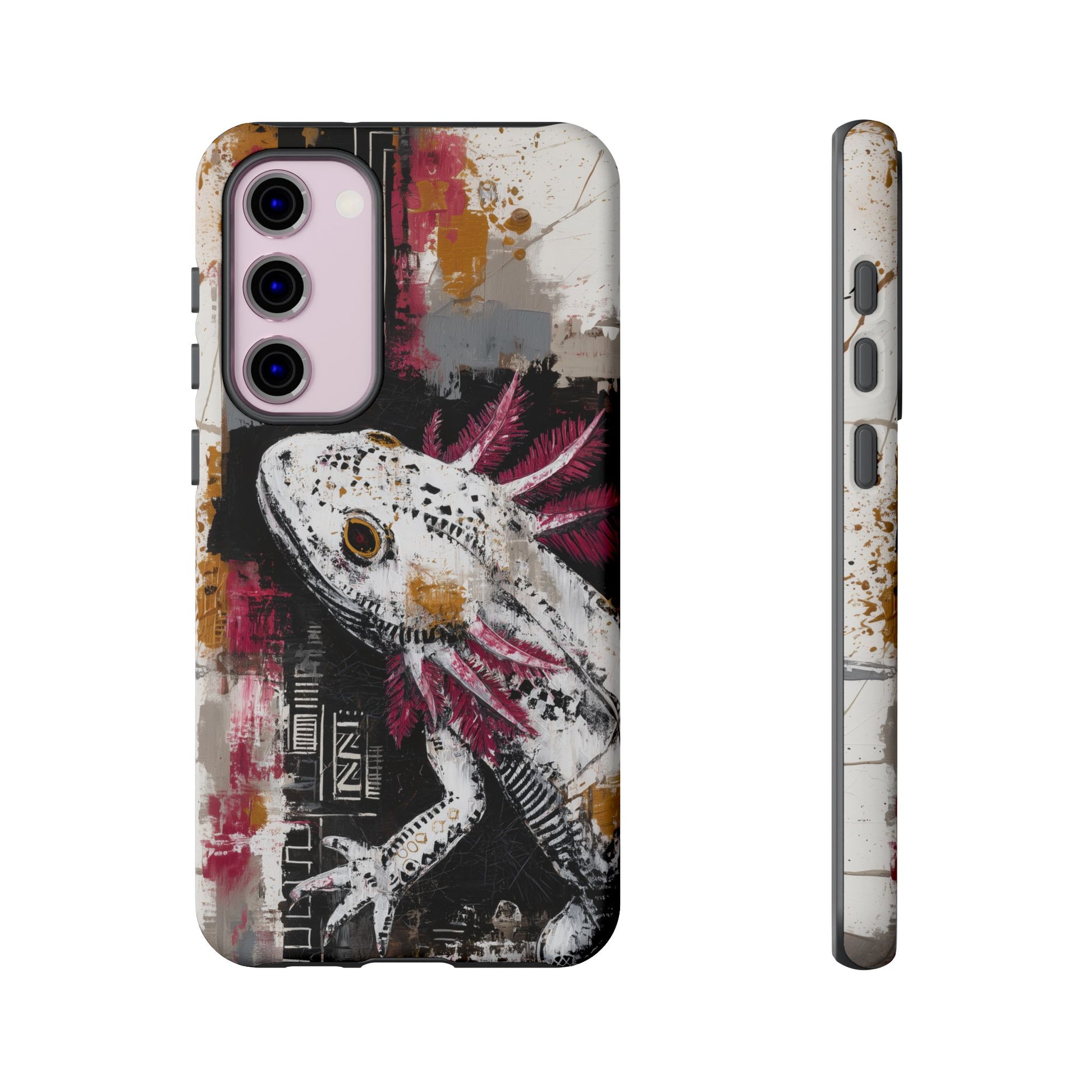 Abstract Axolotl White Pink Artwork