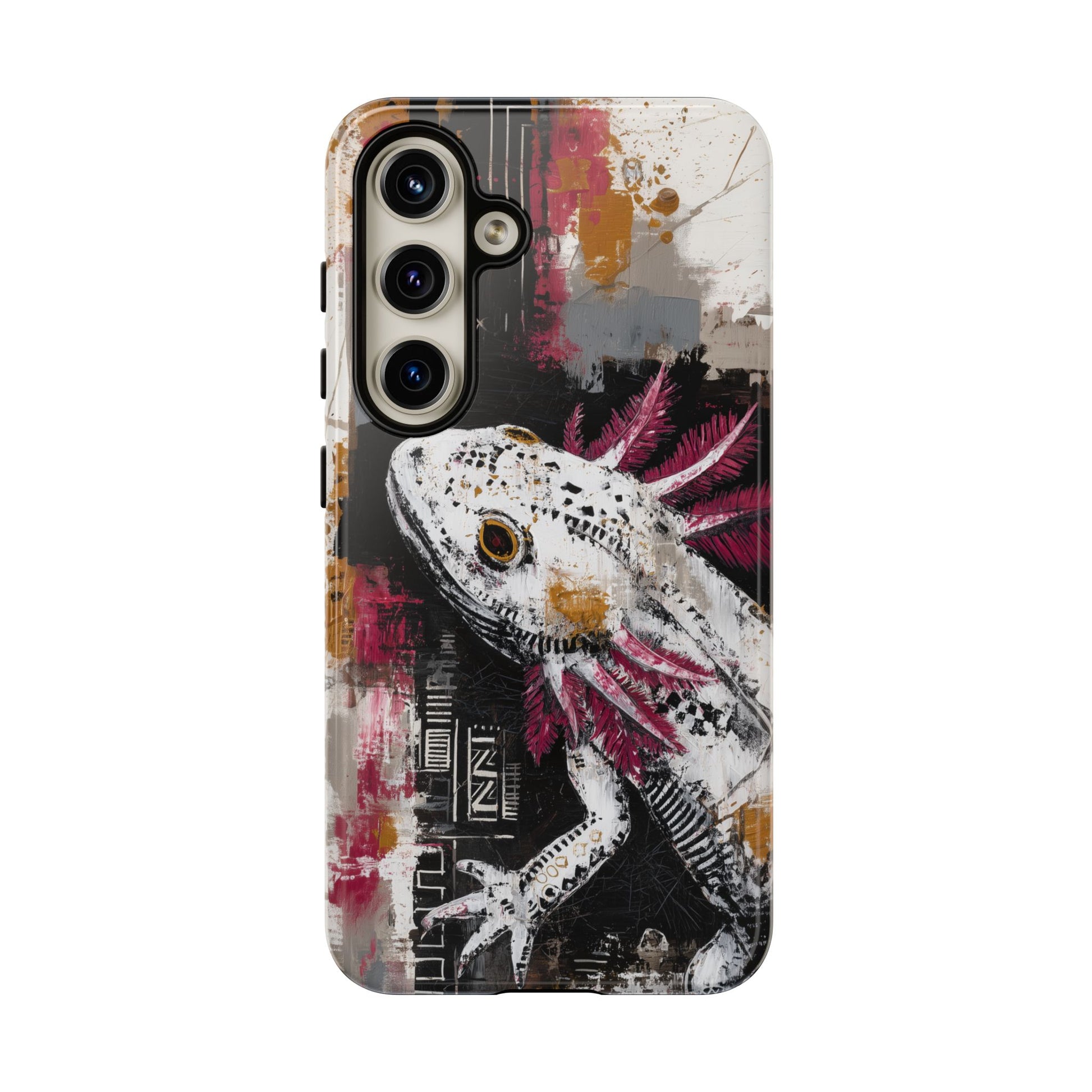 Abstract Axolotl White Pink Artwork