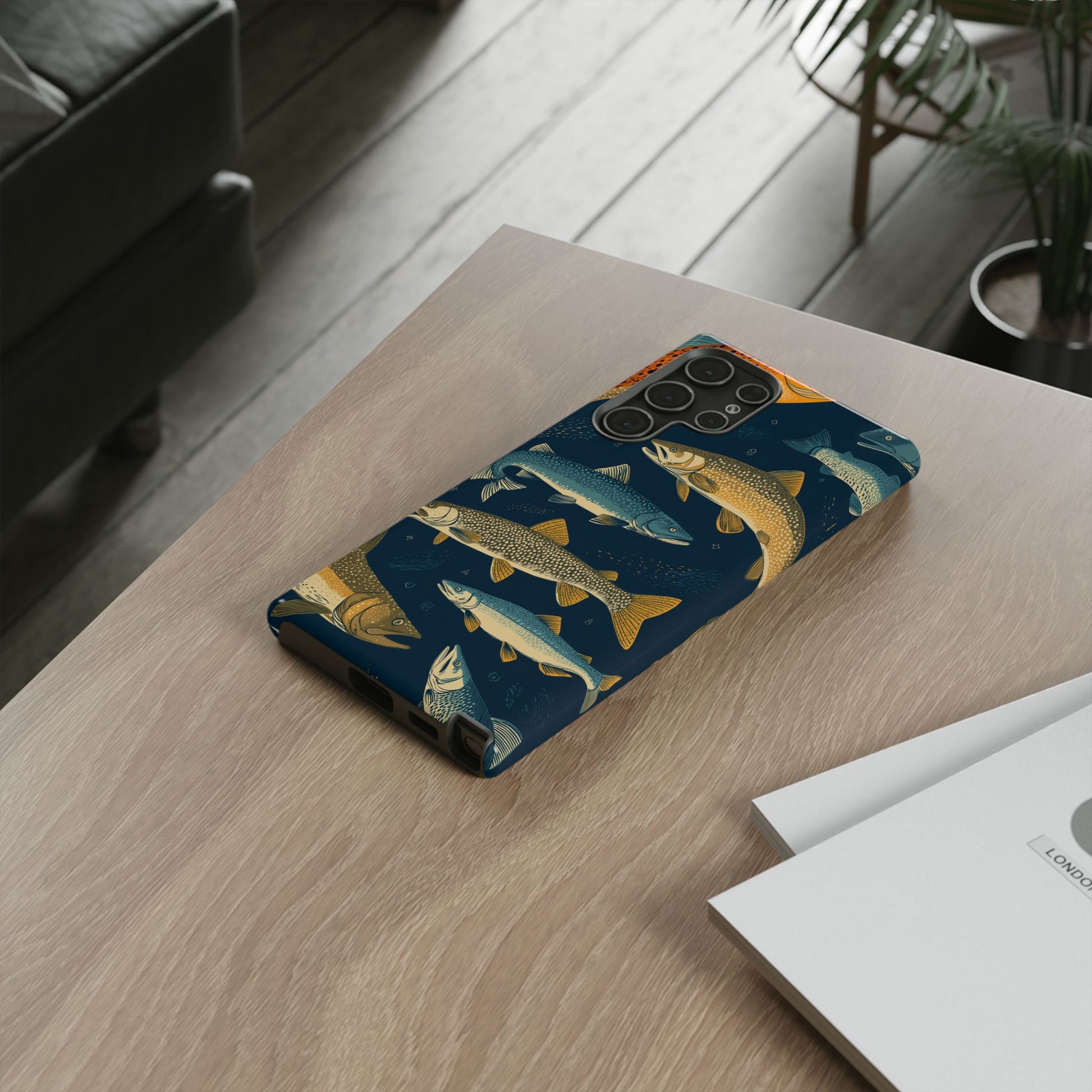 Abstract Fish Salmon Fishing Pattern