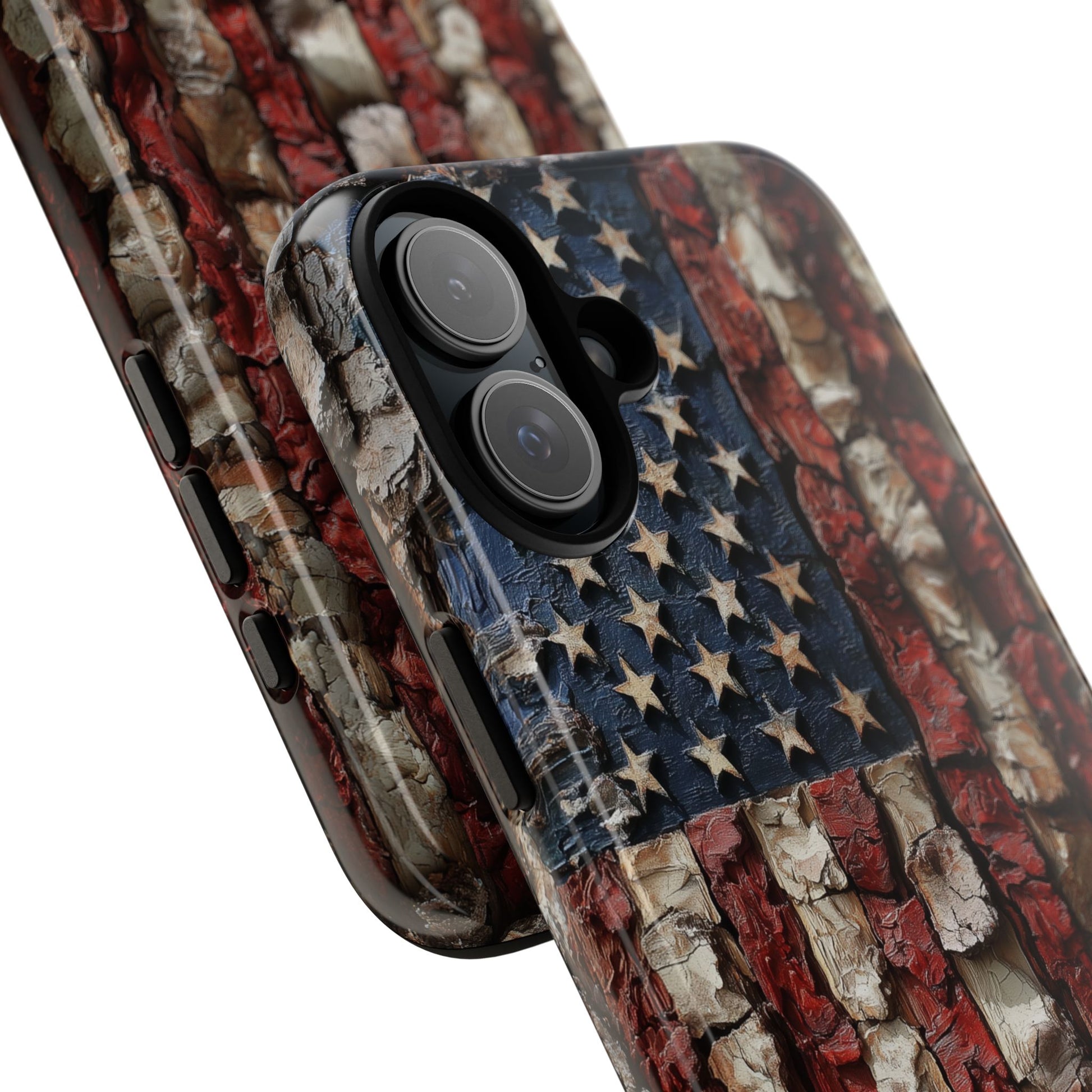American Flag Bark Wood UV Print