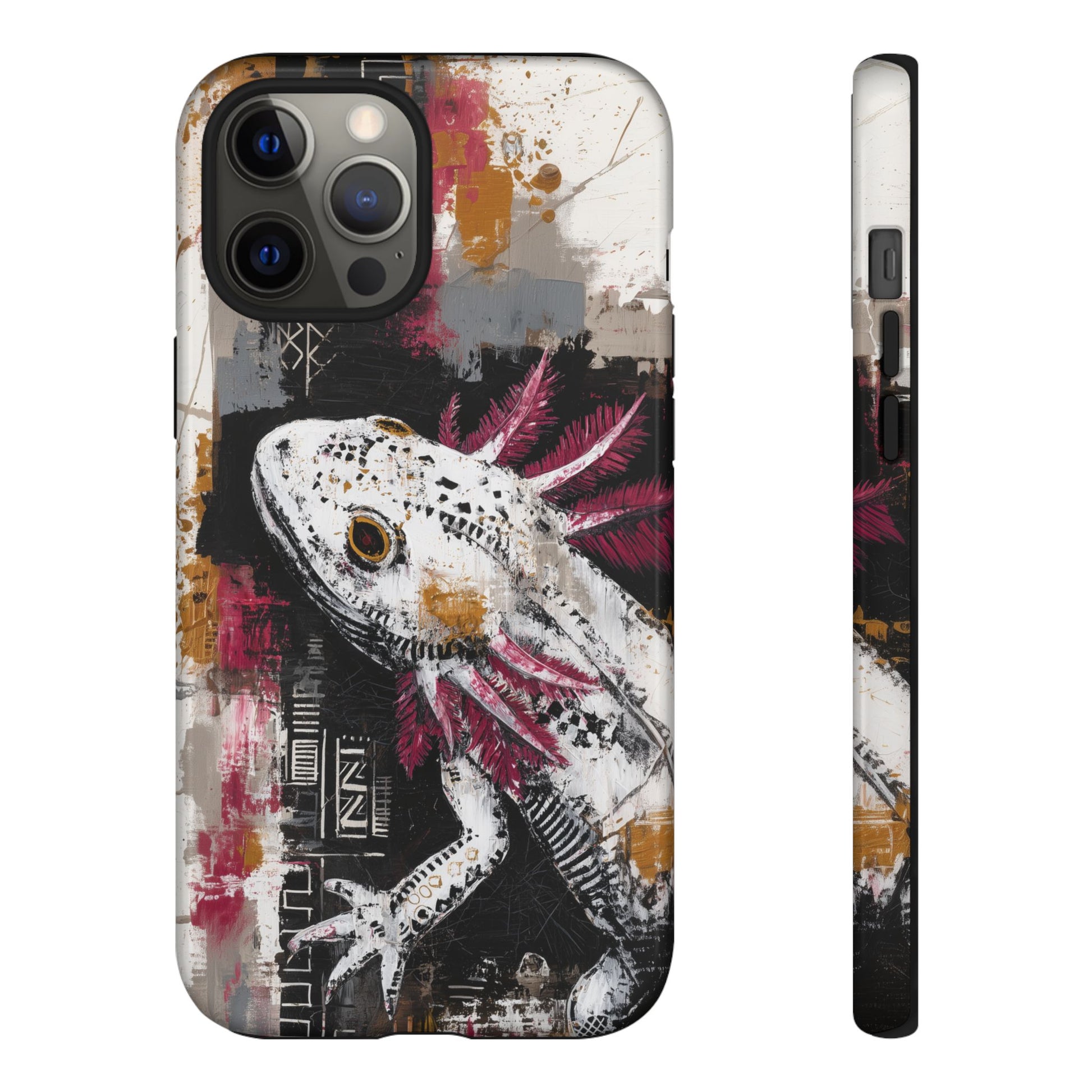 Abstract Axolotl White Pink Artwork