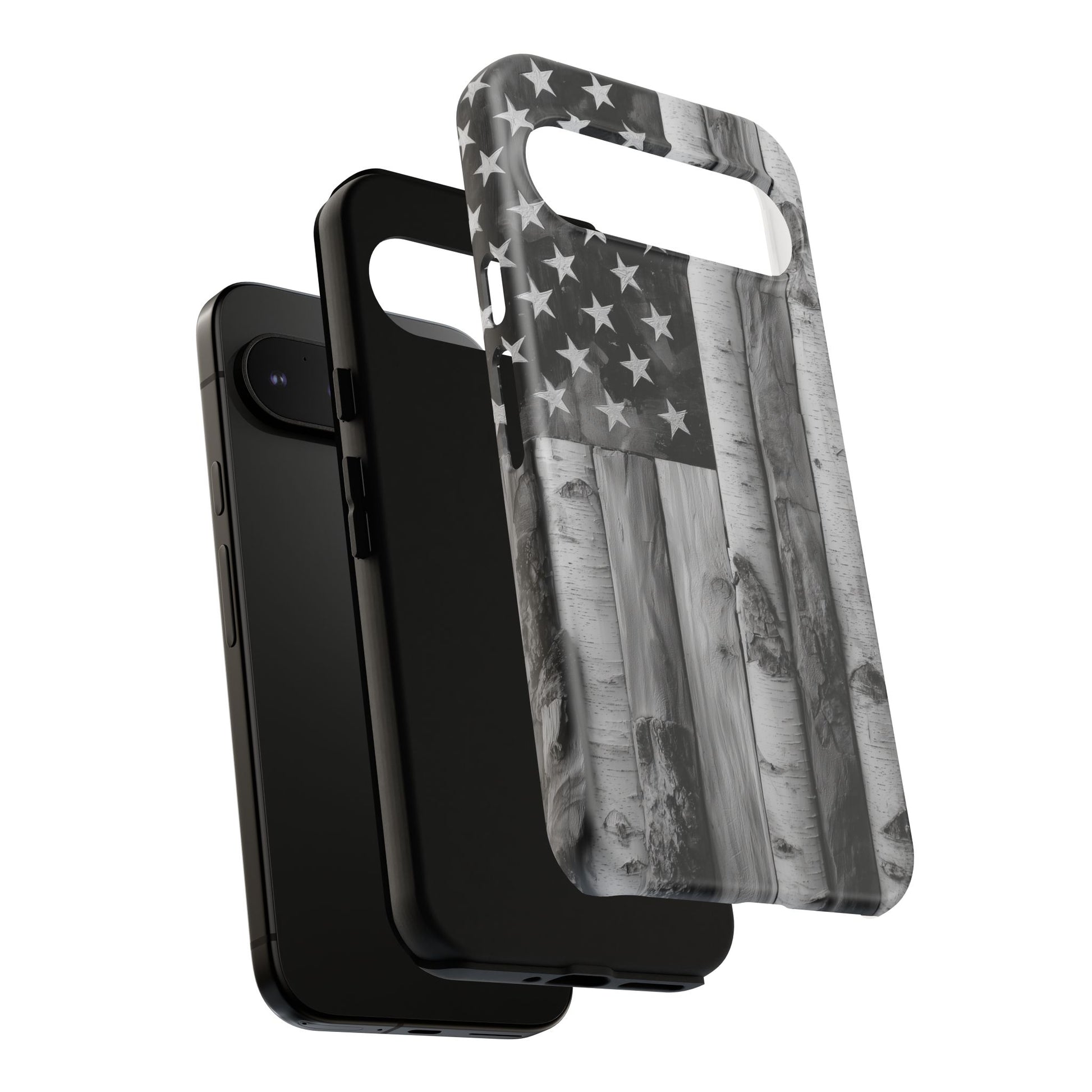 American Flag Flat Gray Wood Tone