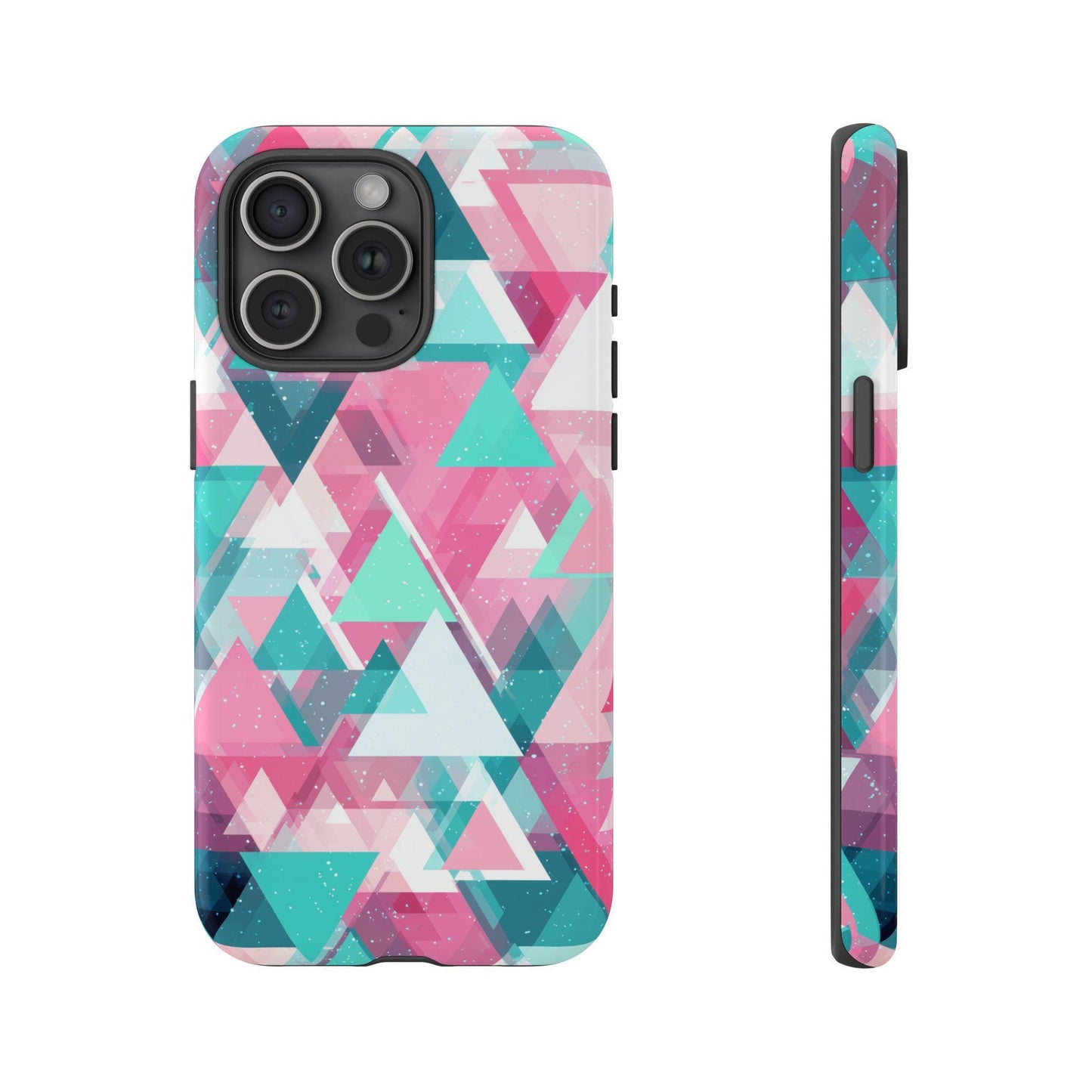 Abstract Triangles Pink Teal Pattern