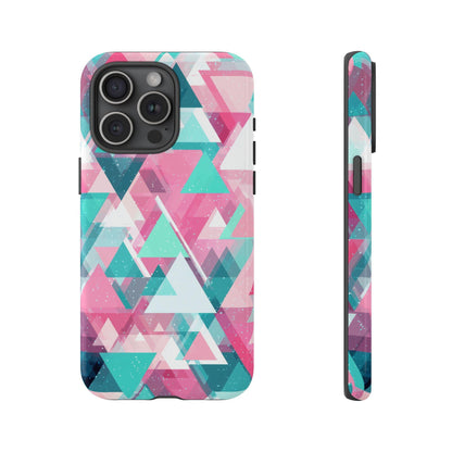Abstract Triangles Pink Teal Pattern