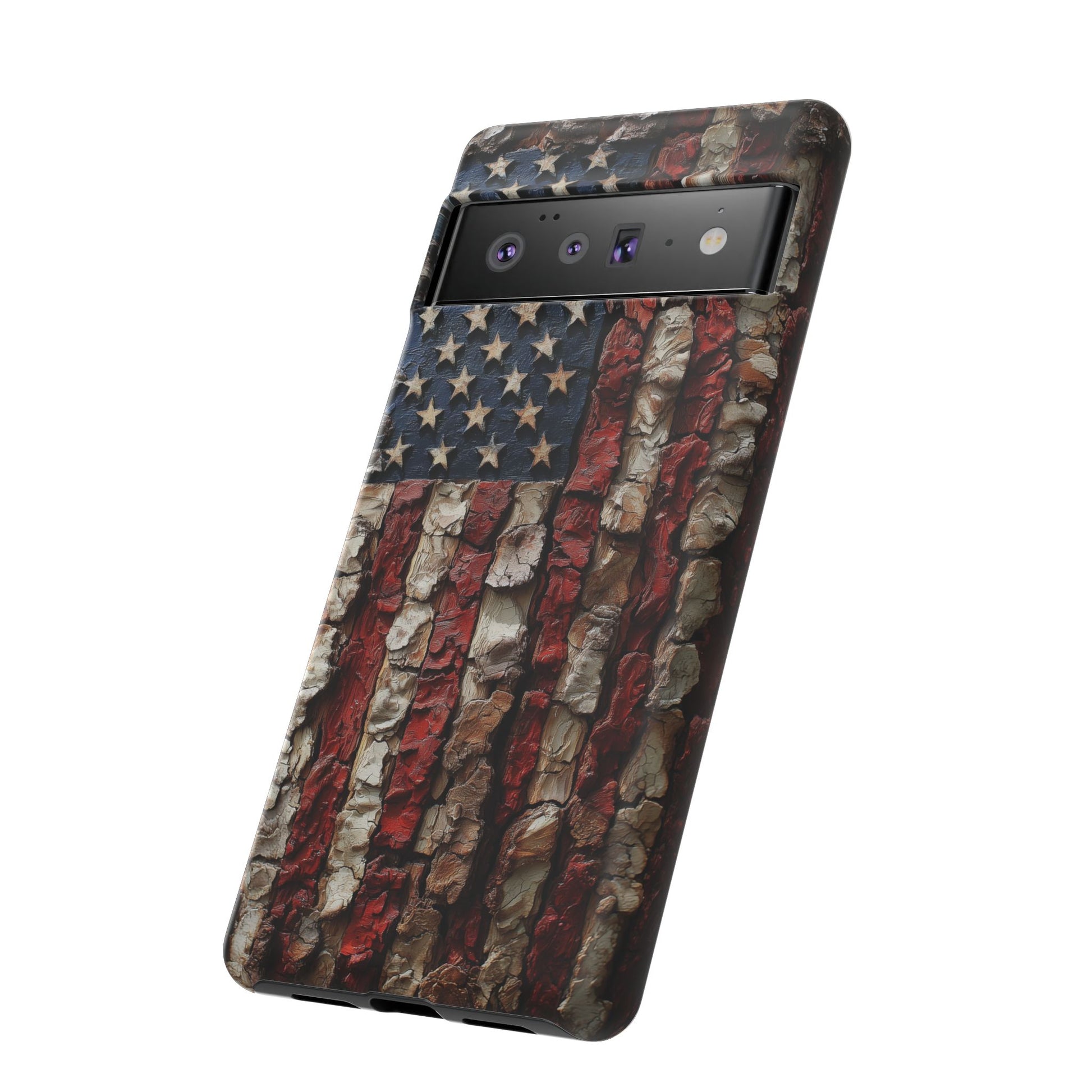 American Flag Bark Wood UV Print