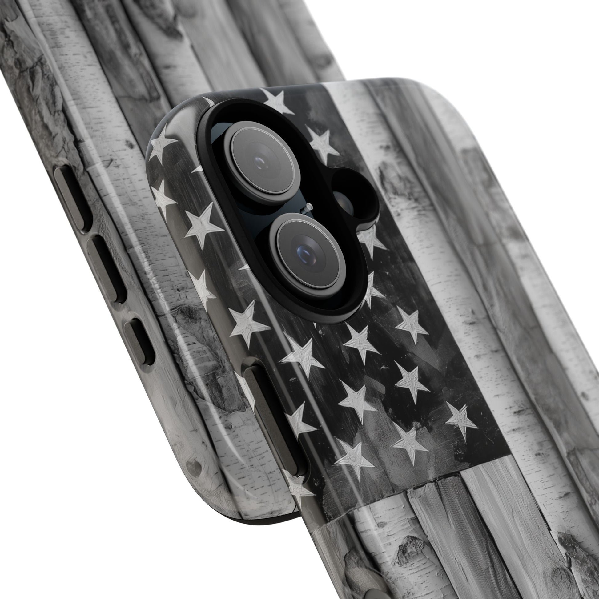 American Flag Flat Gray Wood Tone
