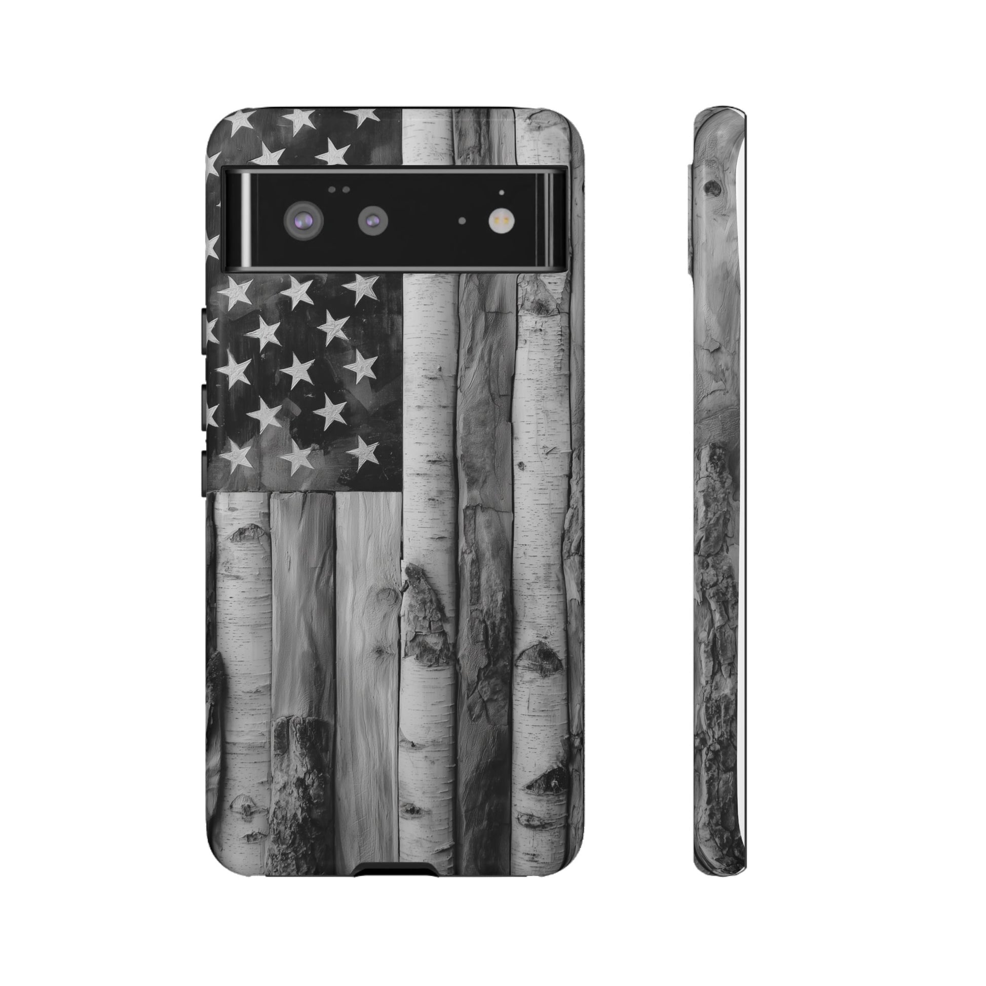 American Flag Flat Gray Wood Tone