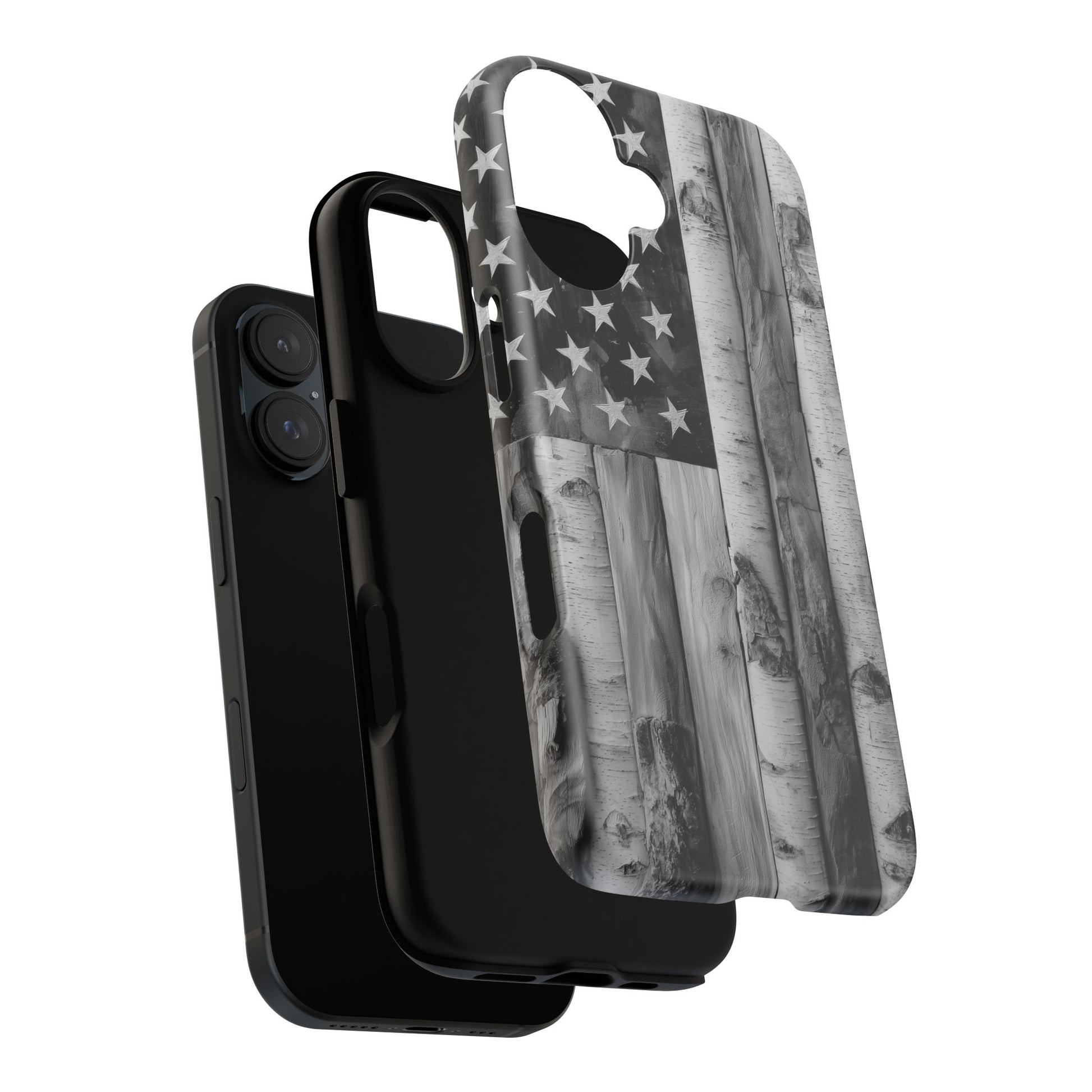 American Flag Flat Gray Wood Tone