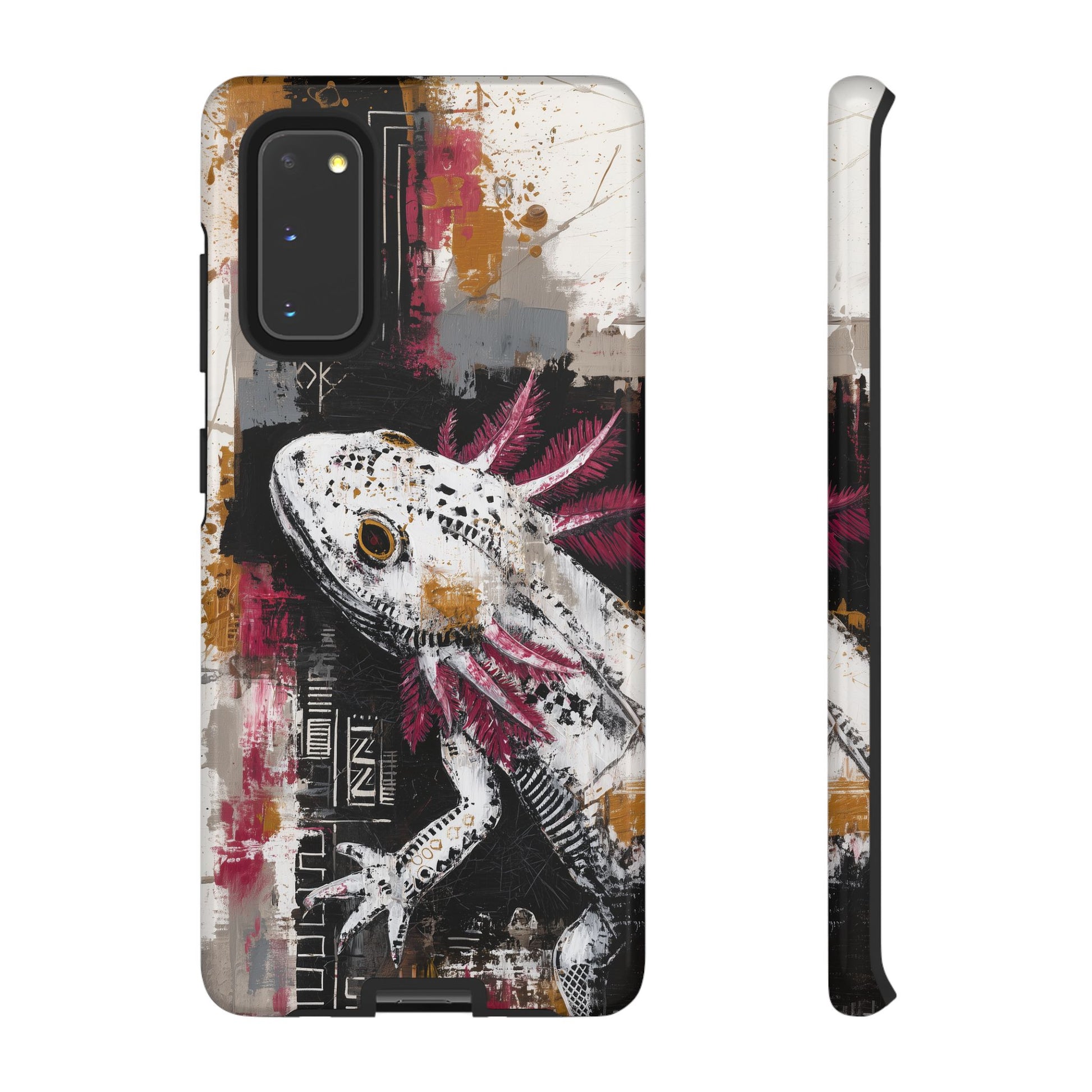 Abstract Axolotl White Pink Artwork