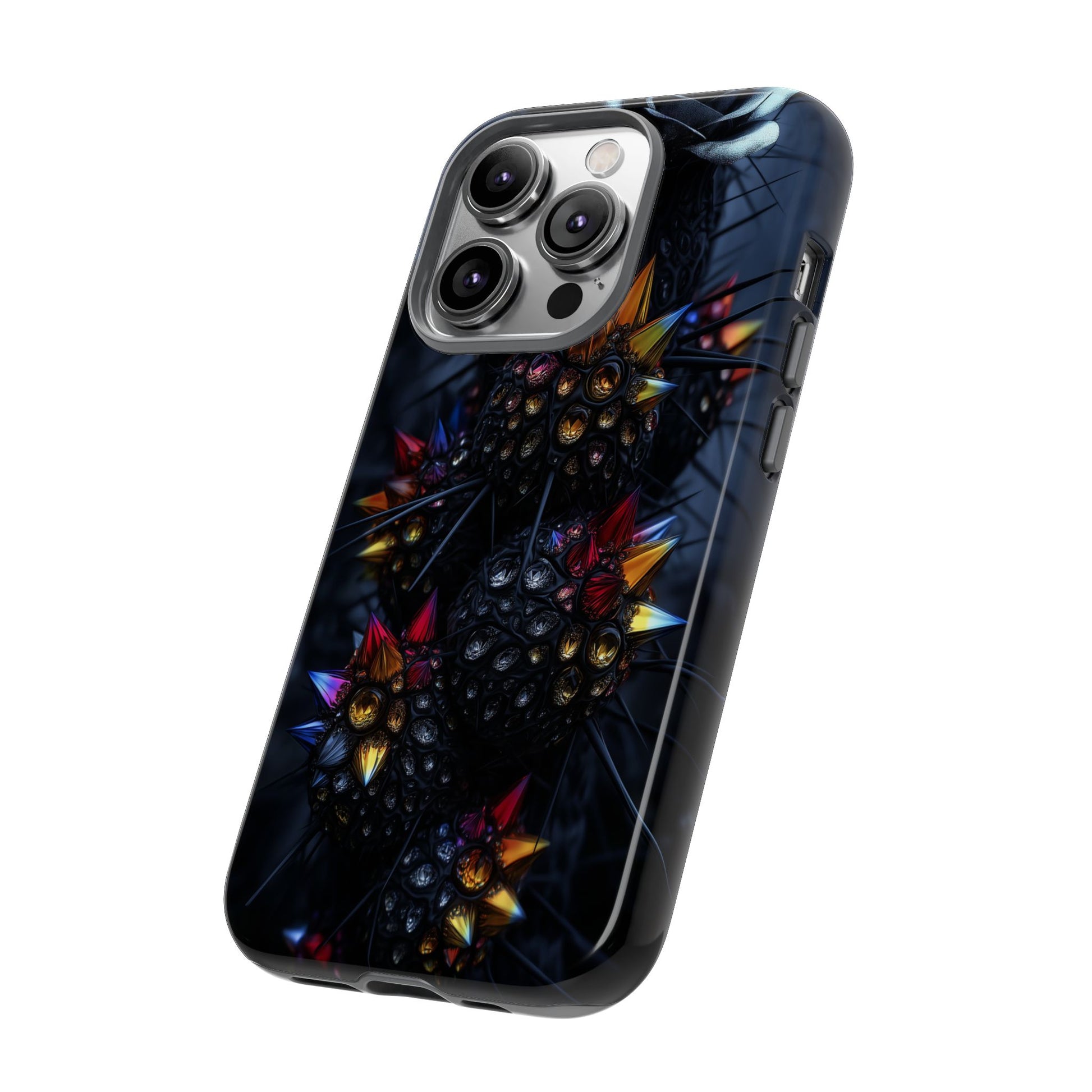Black Cactus Colorful Glass Shards Dark Desert