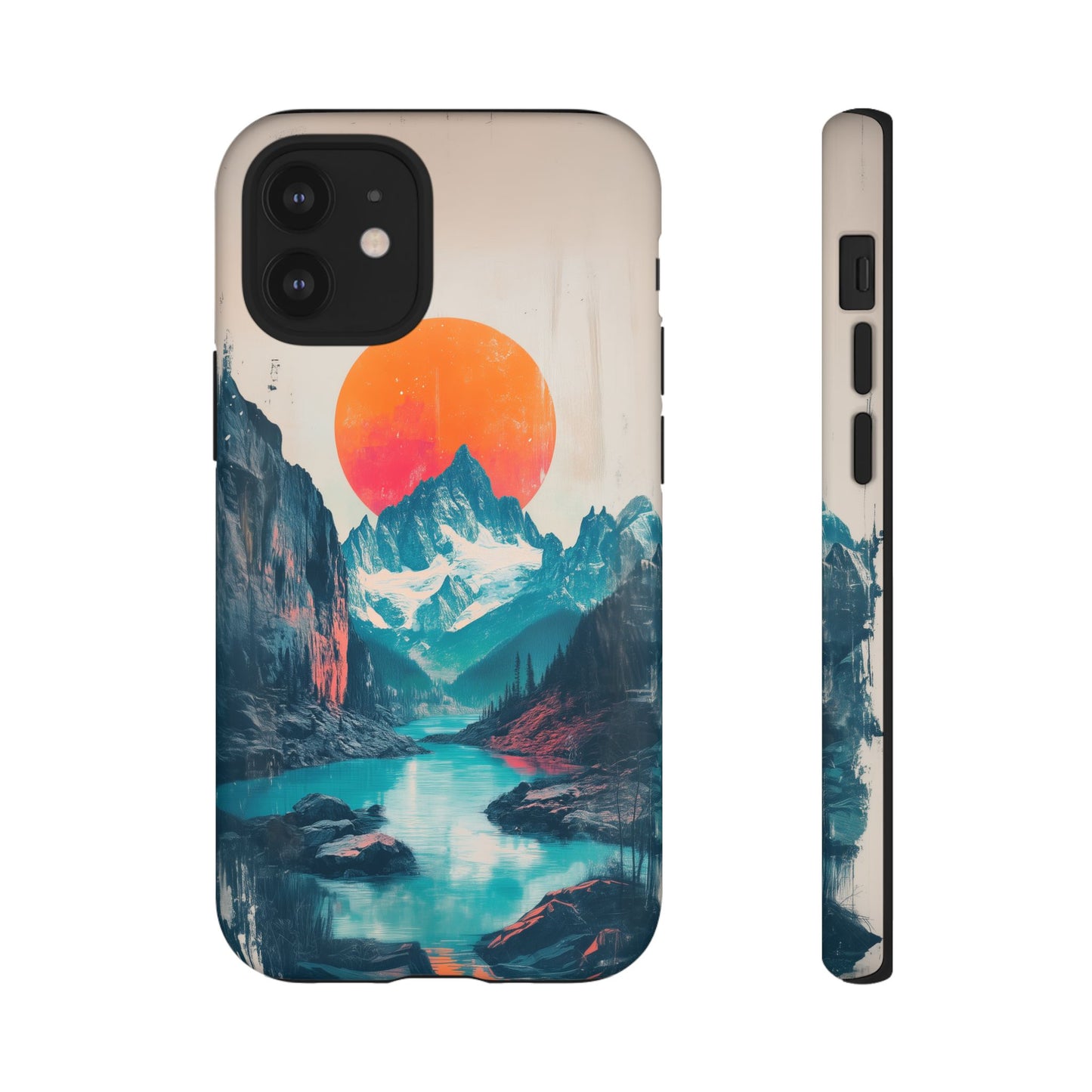 Blue Mountain Orange Sun Risograph