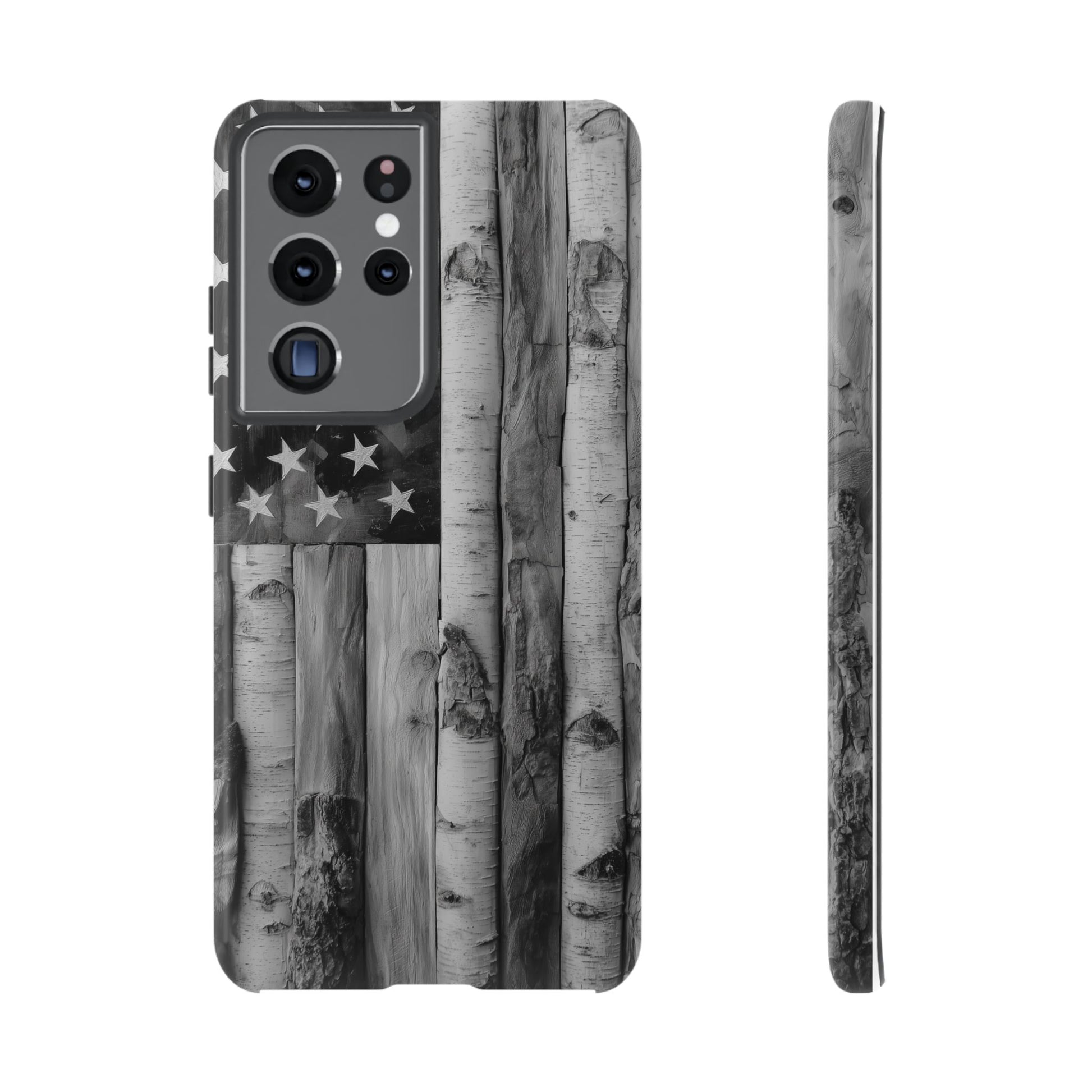 American Flag Flat Gray Wood Tone