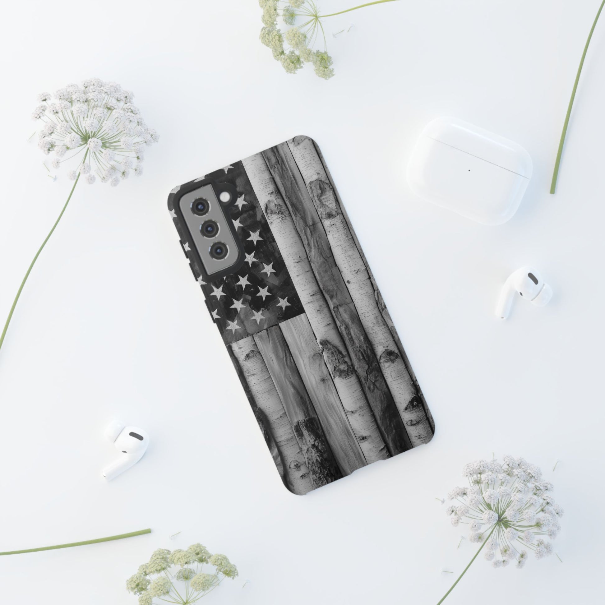 American Flag Flat Gray Wood Tone