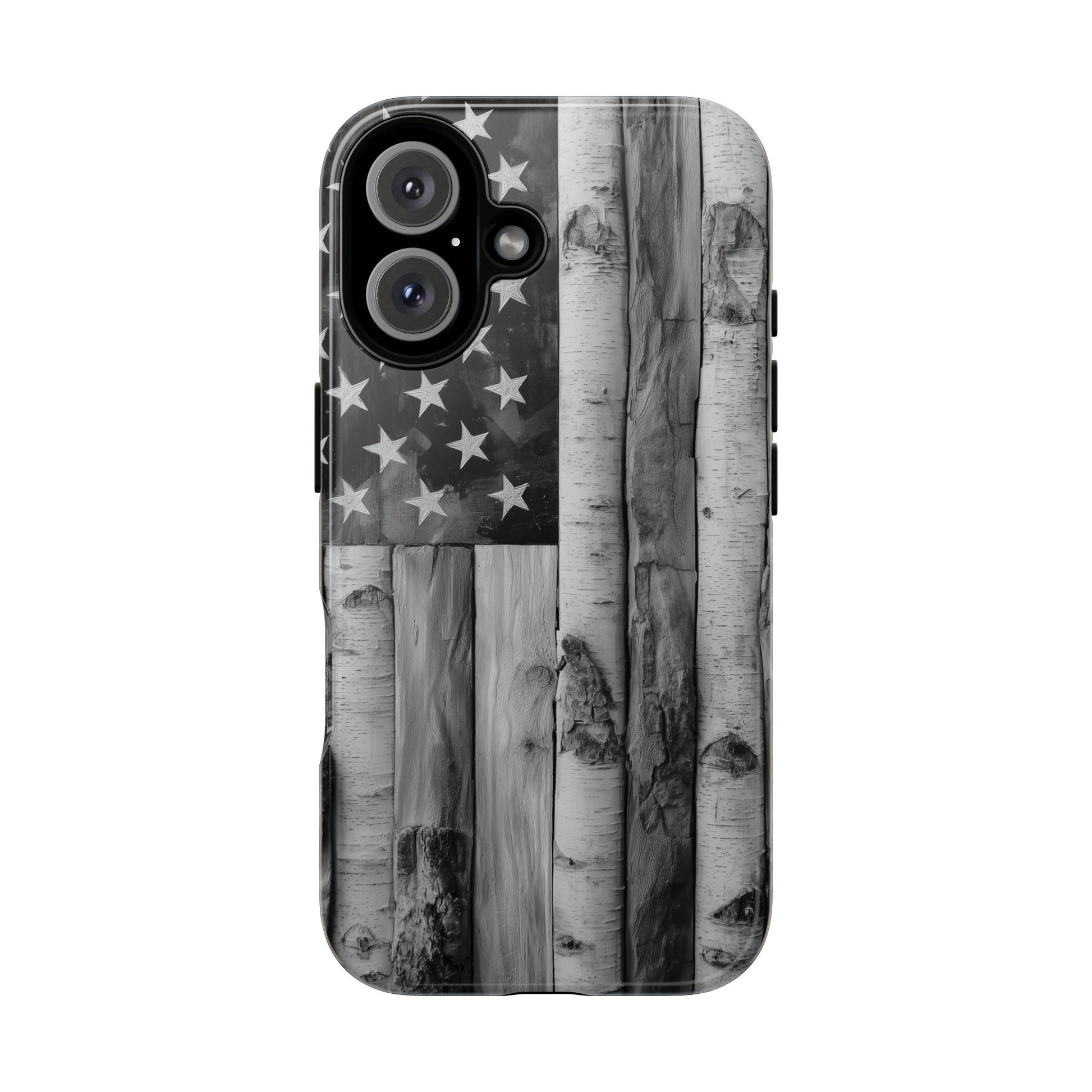 American Flag Flat Gray Wood Tone