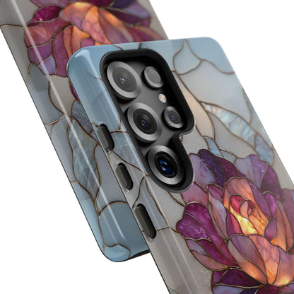 Blooming Rose Flower Silver Stained Glass