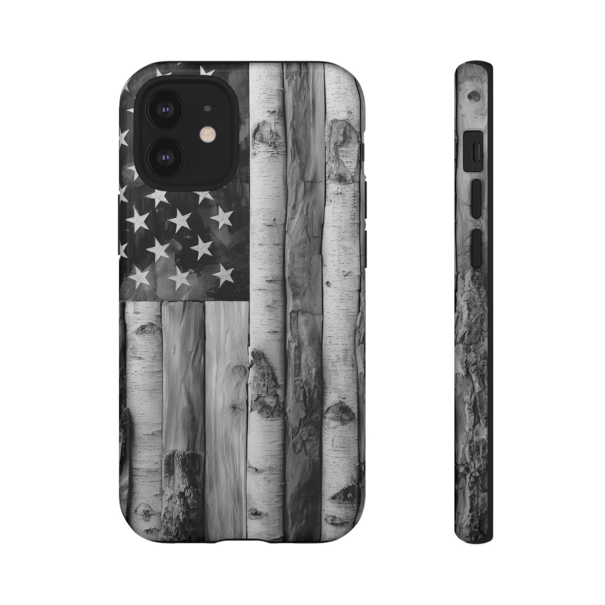 American Flag Flat Gray Wood Tone
