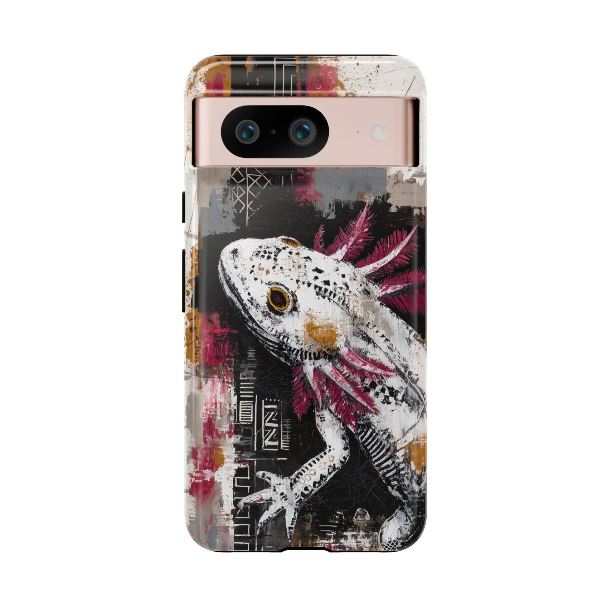 Abstract Axolotl White Pink Artwork