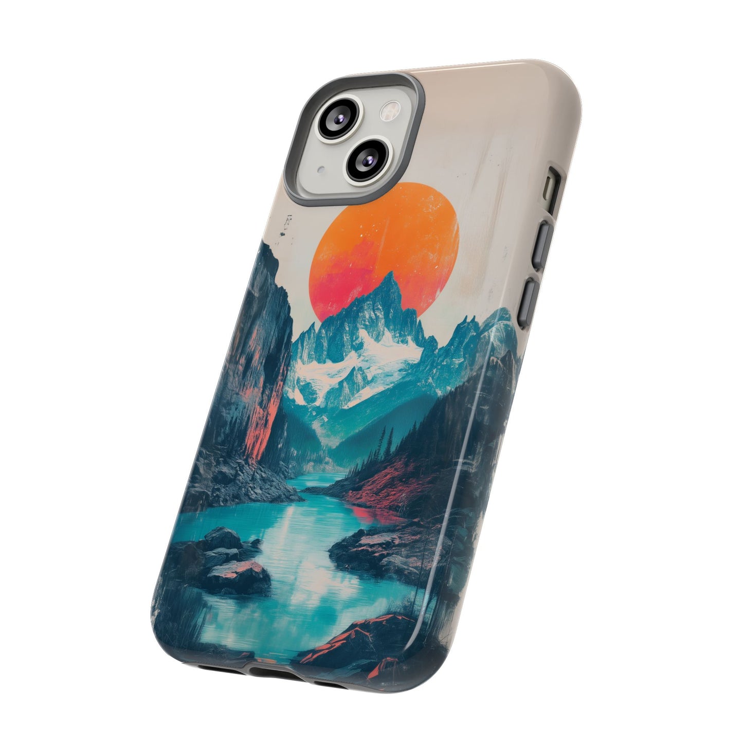 Blue Mountain Orange Sun Risograph