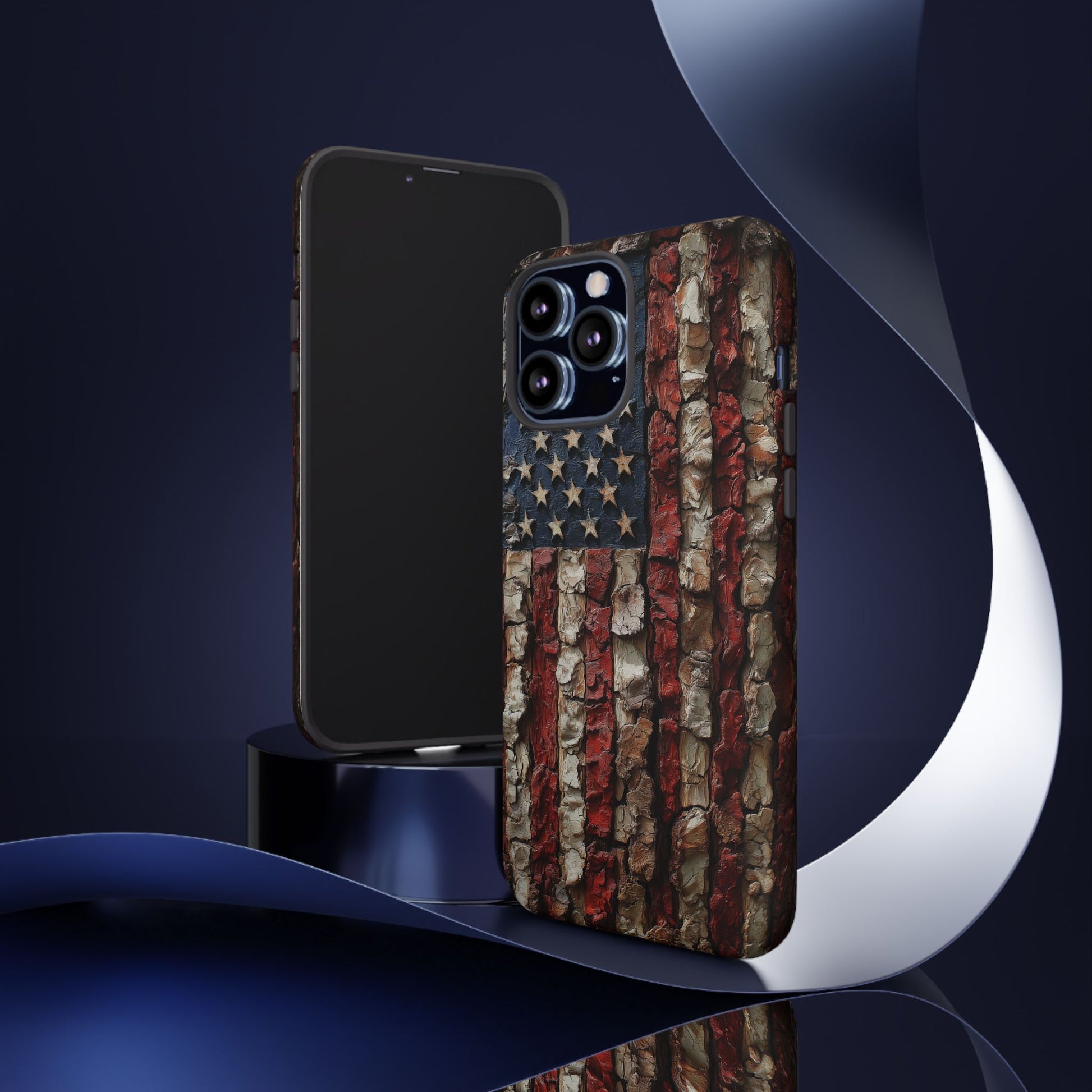 American Flag Bark Wood UV Print