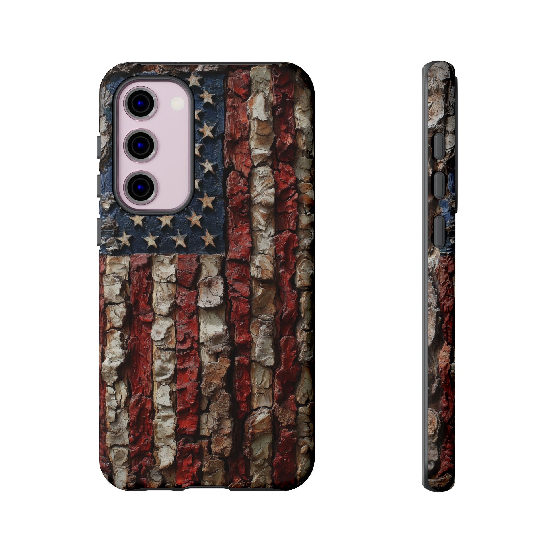 American Flag Bark Wood UV Print