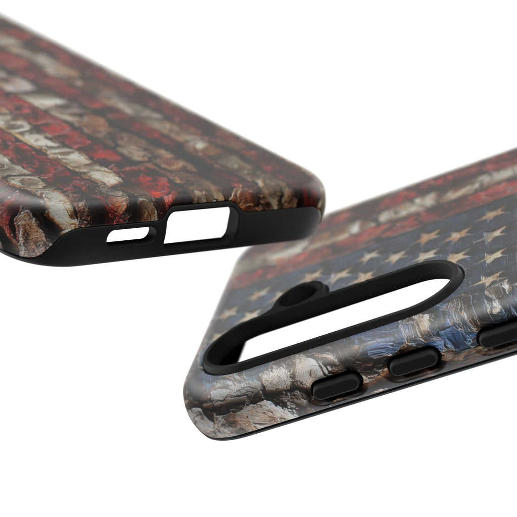American Flag Bark Wood UV Print