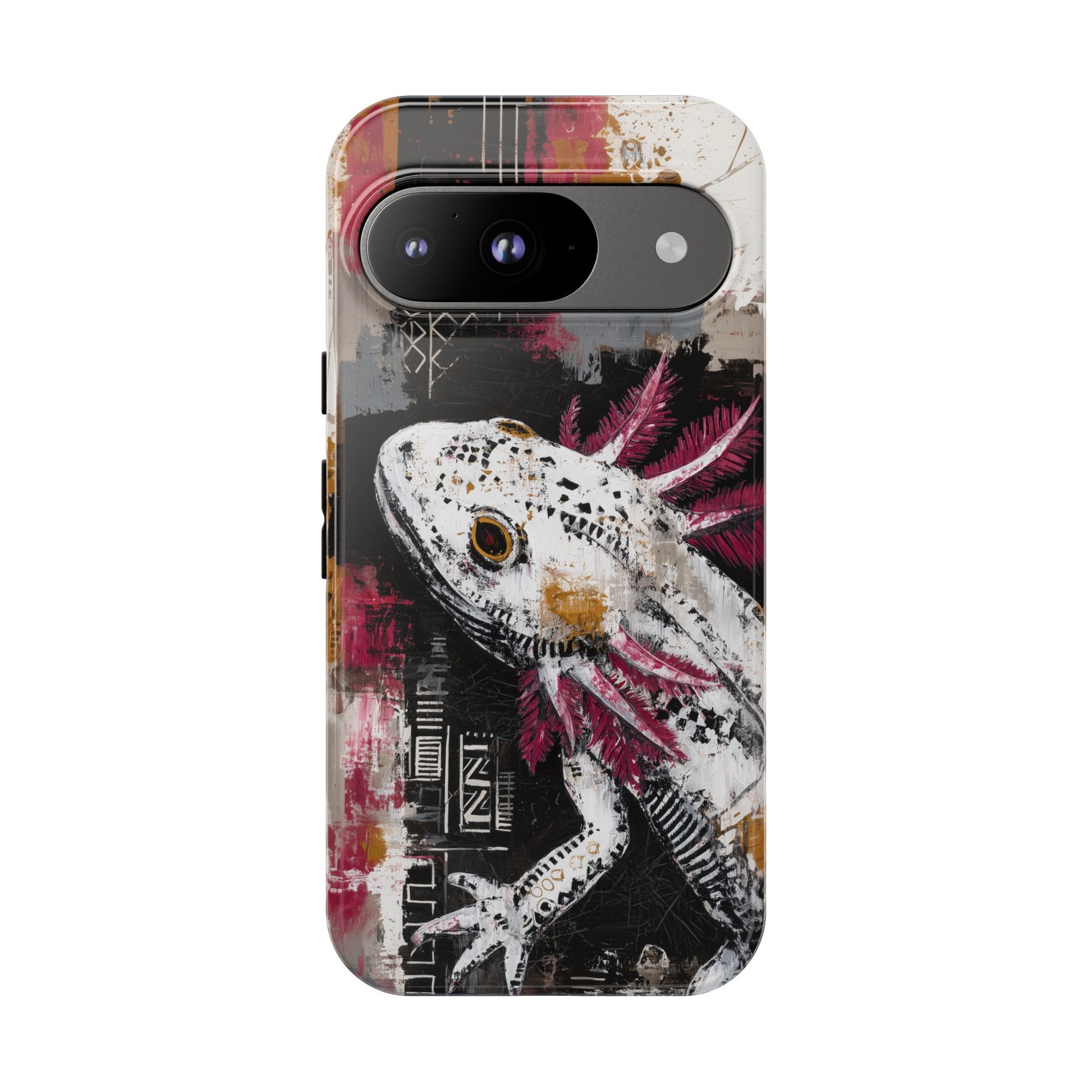 Abstract Axolotl White Pink Artwork