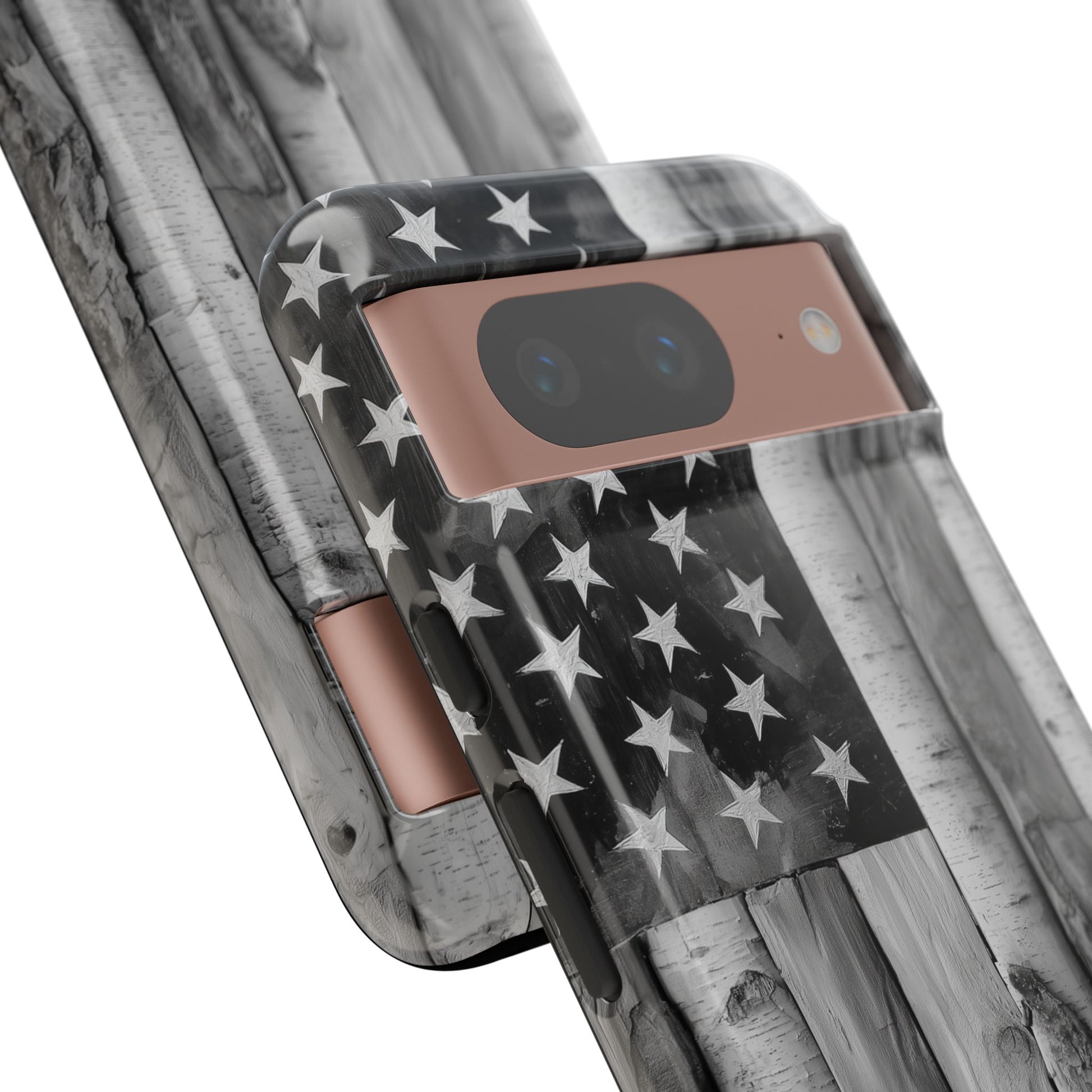 American Flag Flat Gray Wood Tone