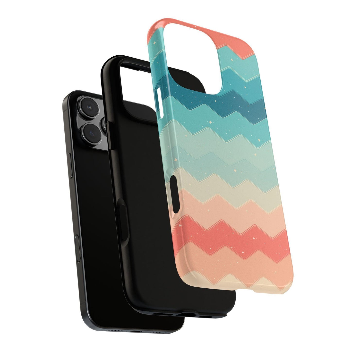 Turquoise Coral Gradient Chevron Wave