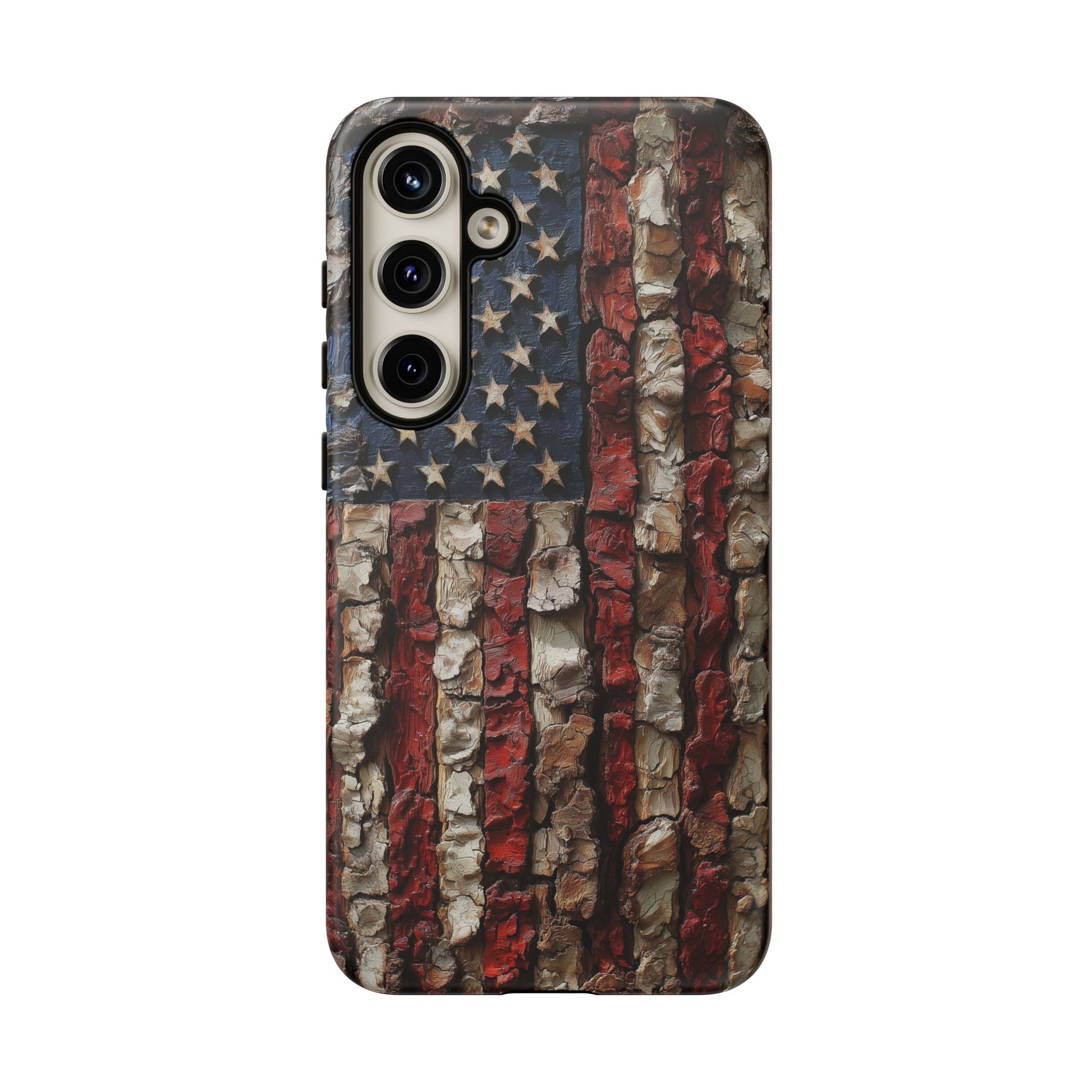 American Flag Bark Wood UV Print