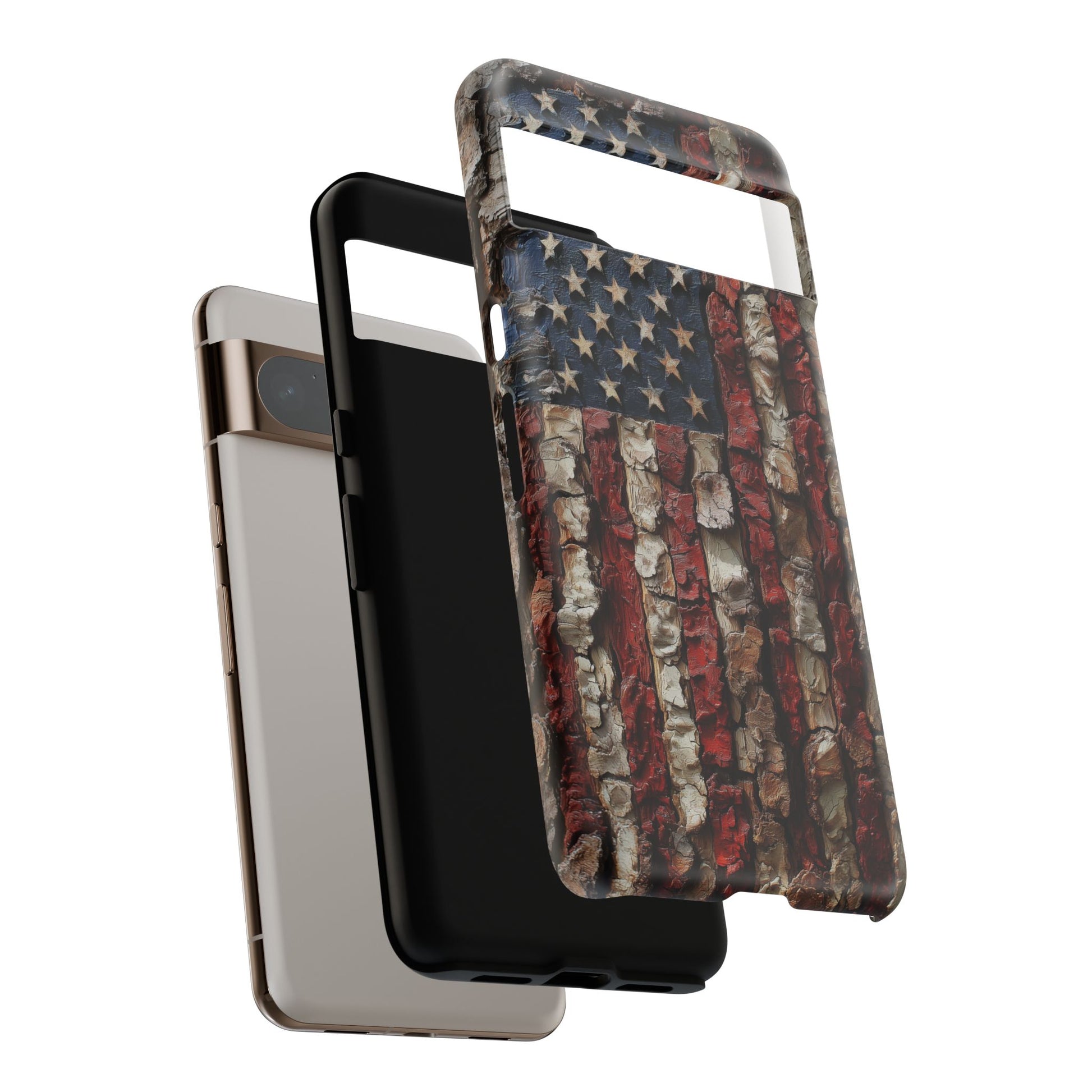 American Flag Bark Wood UV Print