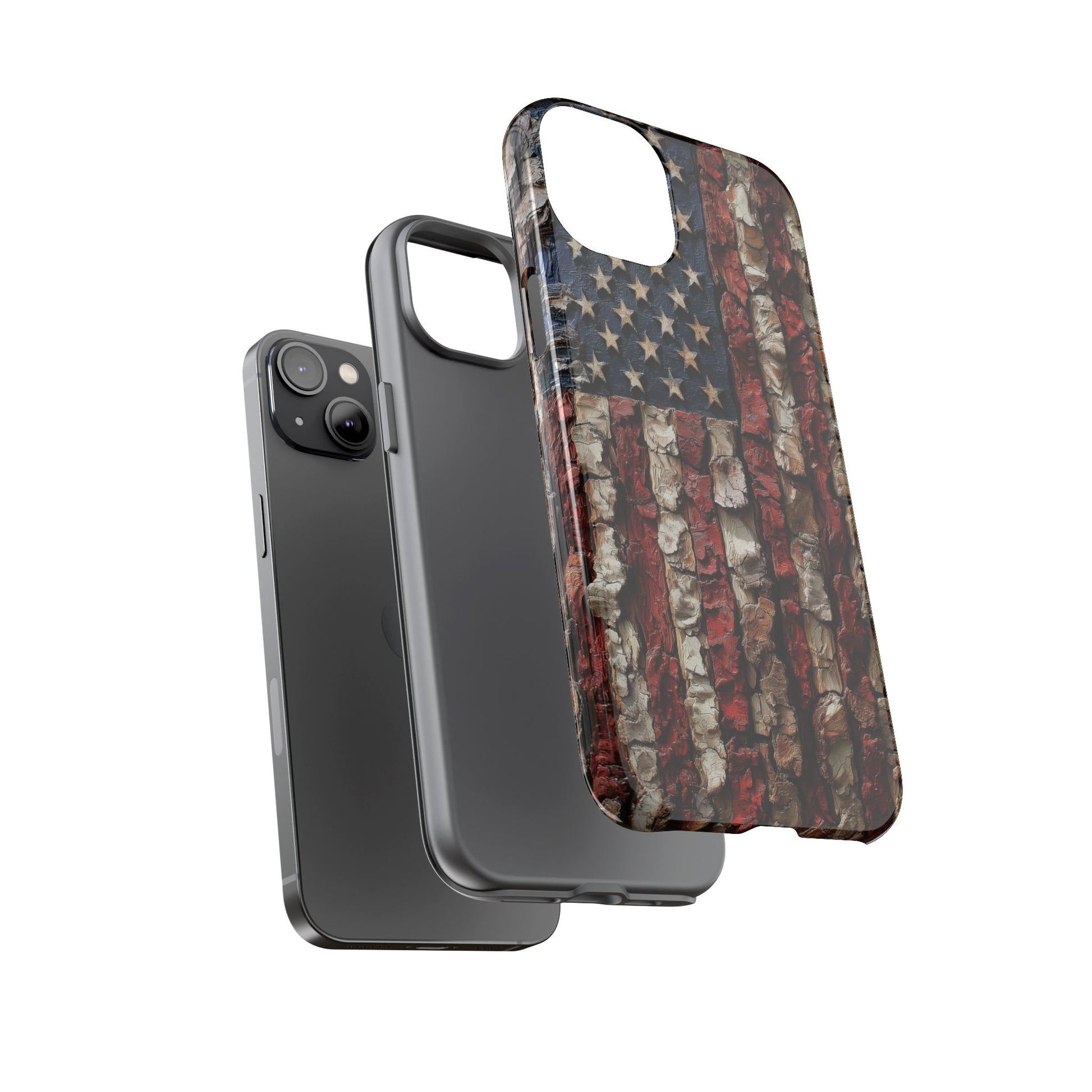 American Flag Bark Wood UV Print