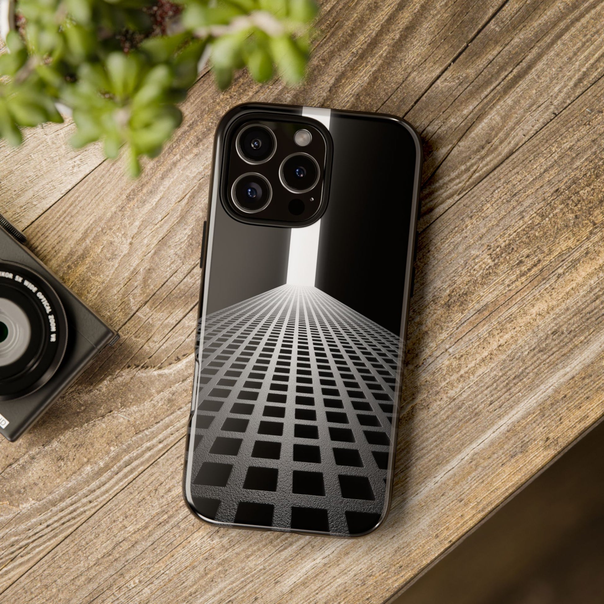 Black Gray Minimalist Grid Surreal Building Pathway