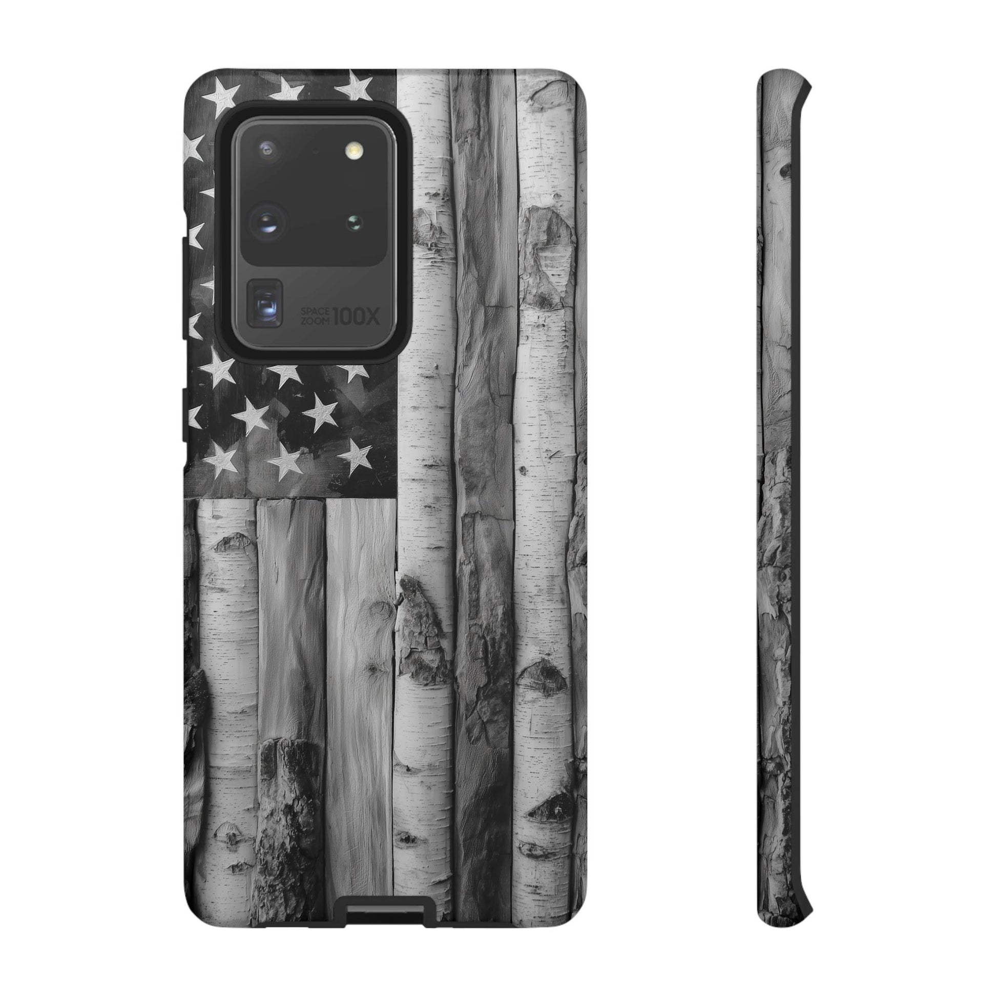 American Flag Flat Gray Wood Tone