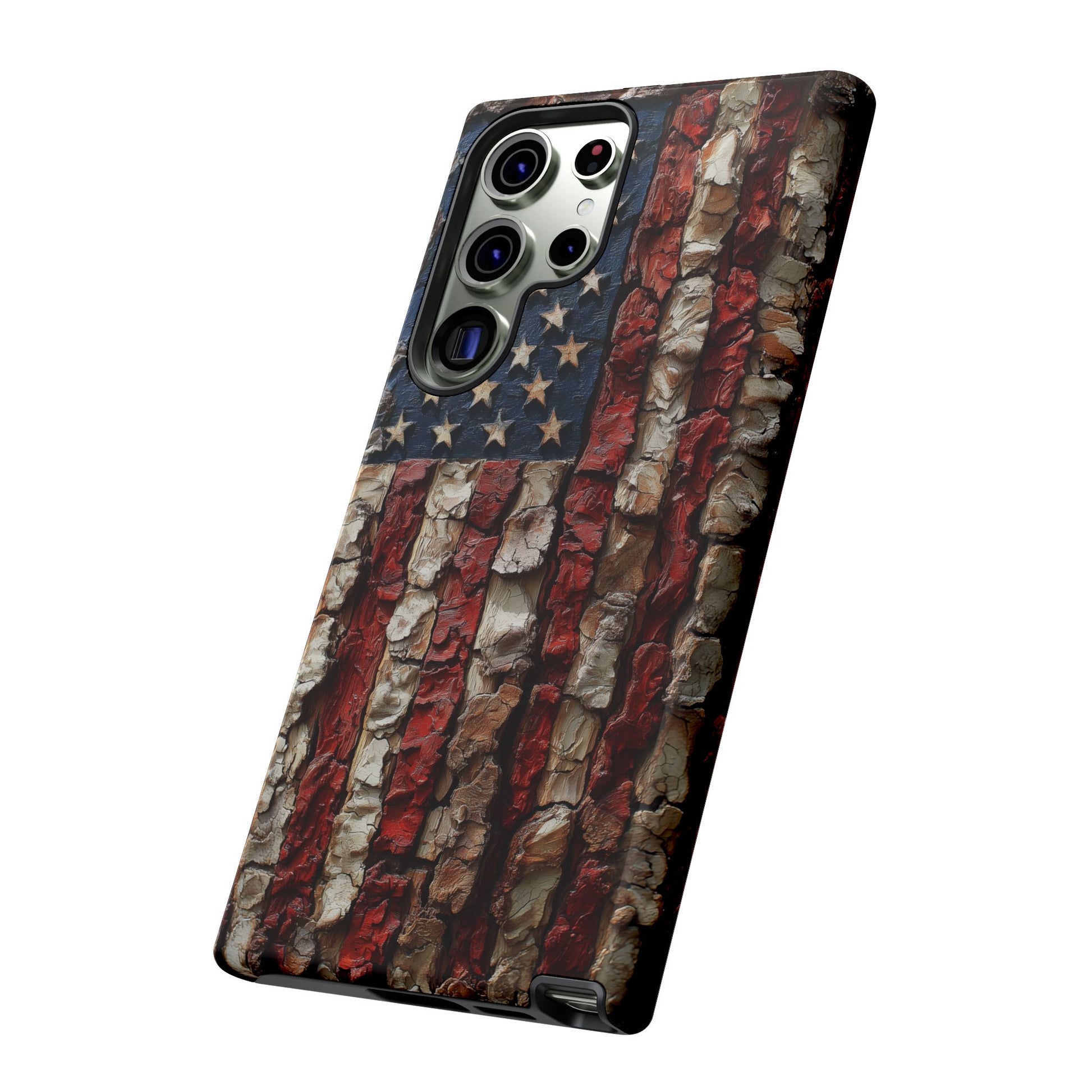 American Flag Bark Wood UV Print