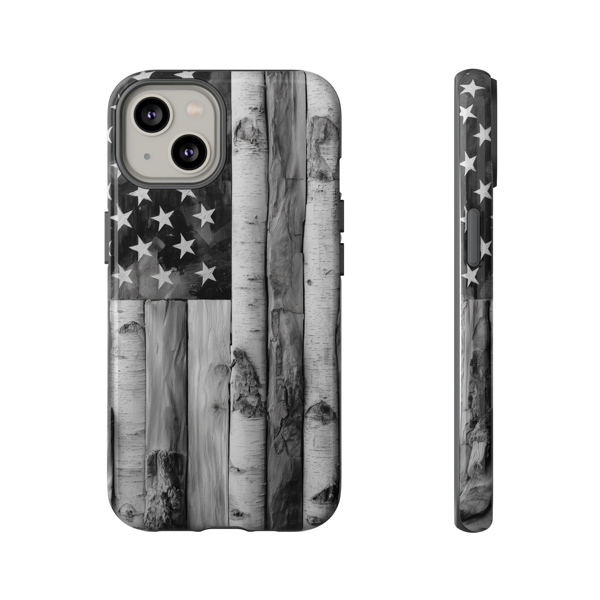 American Flag Flat Gray Wood Tone
