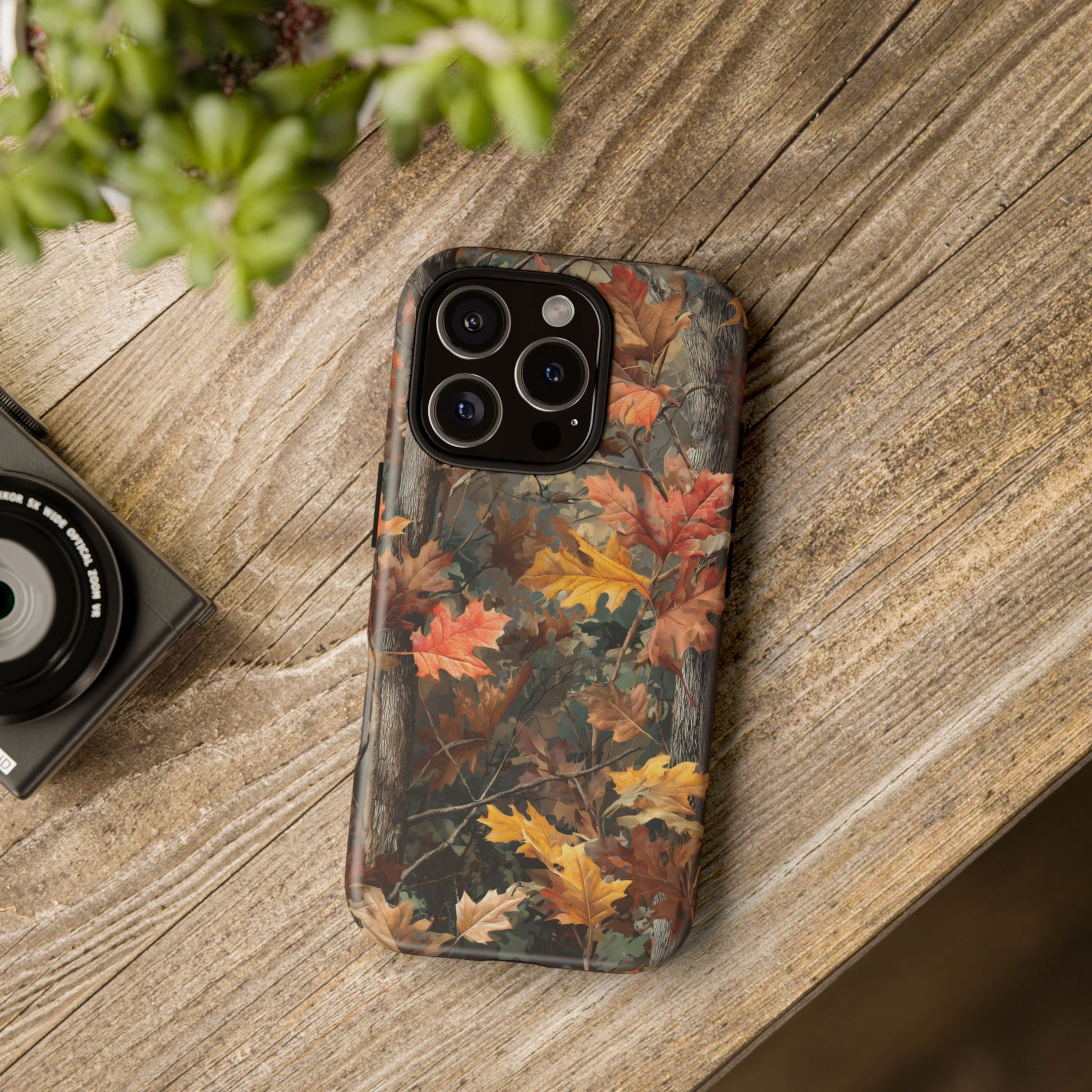 Autumn Forest Camouflage Orange Brown Leaves